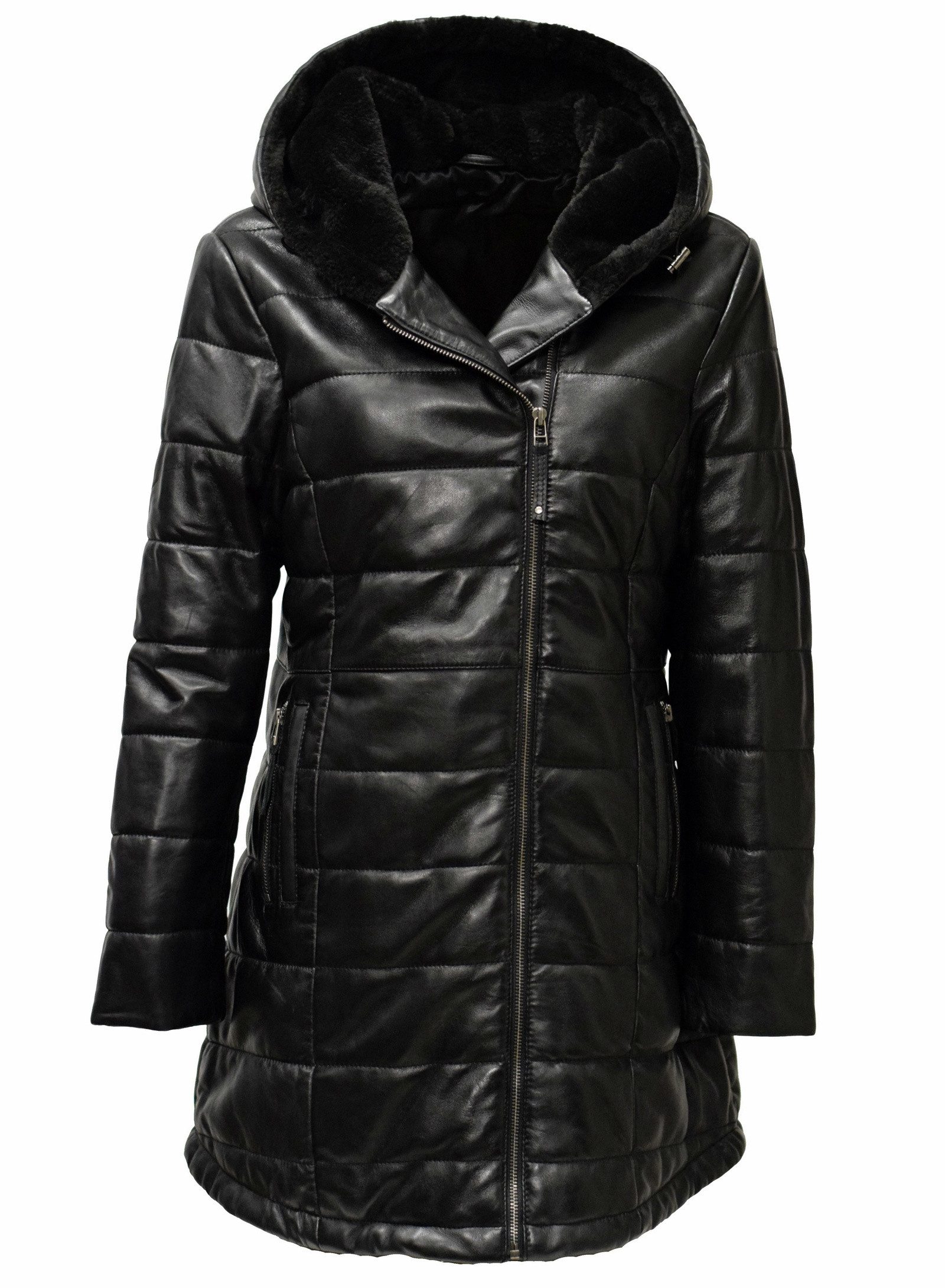 Zimmert Leather Ledermantel Vanessa washed Lammnappa, Kapuzenkragen, Steppm günstig online kaufen