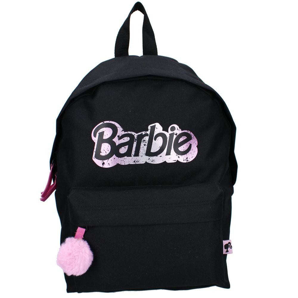 Barbie Kinderrucksack Kinder Rucksack Schwarz Barbie 38 x 26 x 15 cm mit Front-Tasche