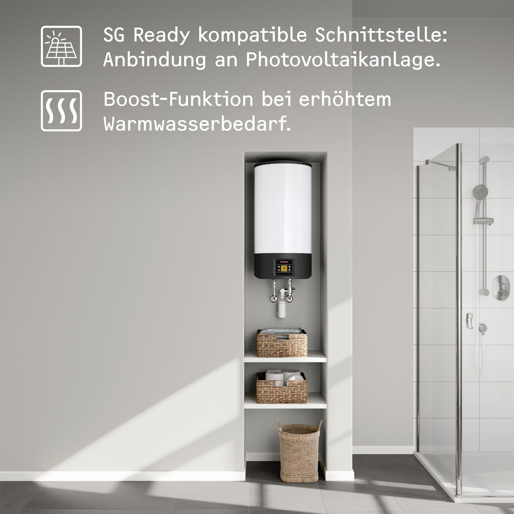 STIEBEL ELTRON Wandspeicher EW-V 50 ECO, LC-Display, geringer Bereitschaftsenergieverbrauch, druckfest