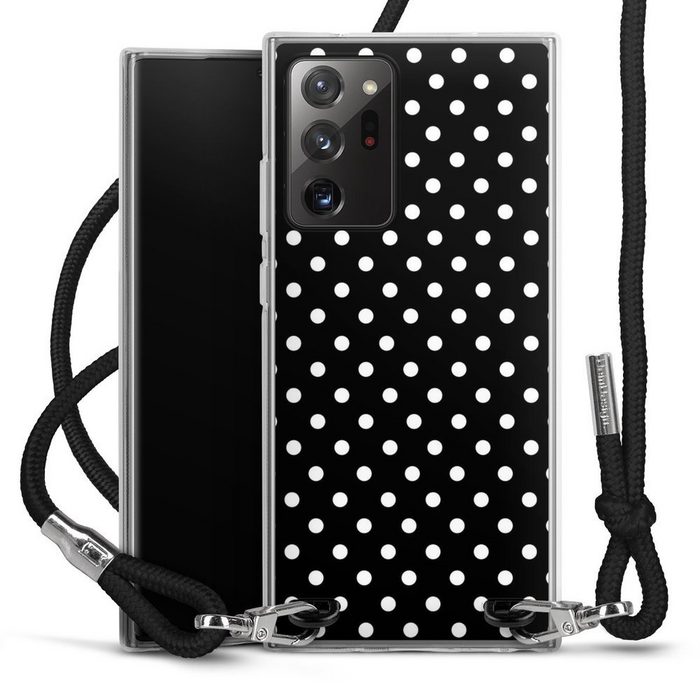 DeinDesign Handyhülle Punkte Retro Polka Dots Polka Dots - schwarz und weiß Samsung Galaxy Note 20 Ultra Handykette Hülle mit Band Cover mit Kette