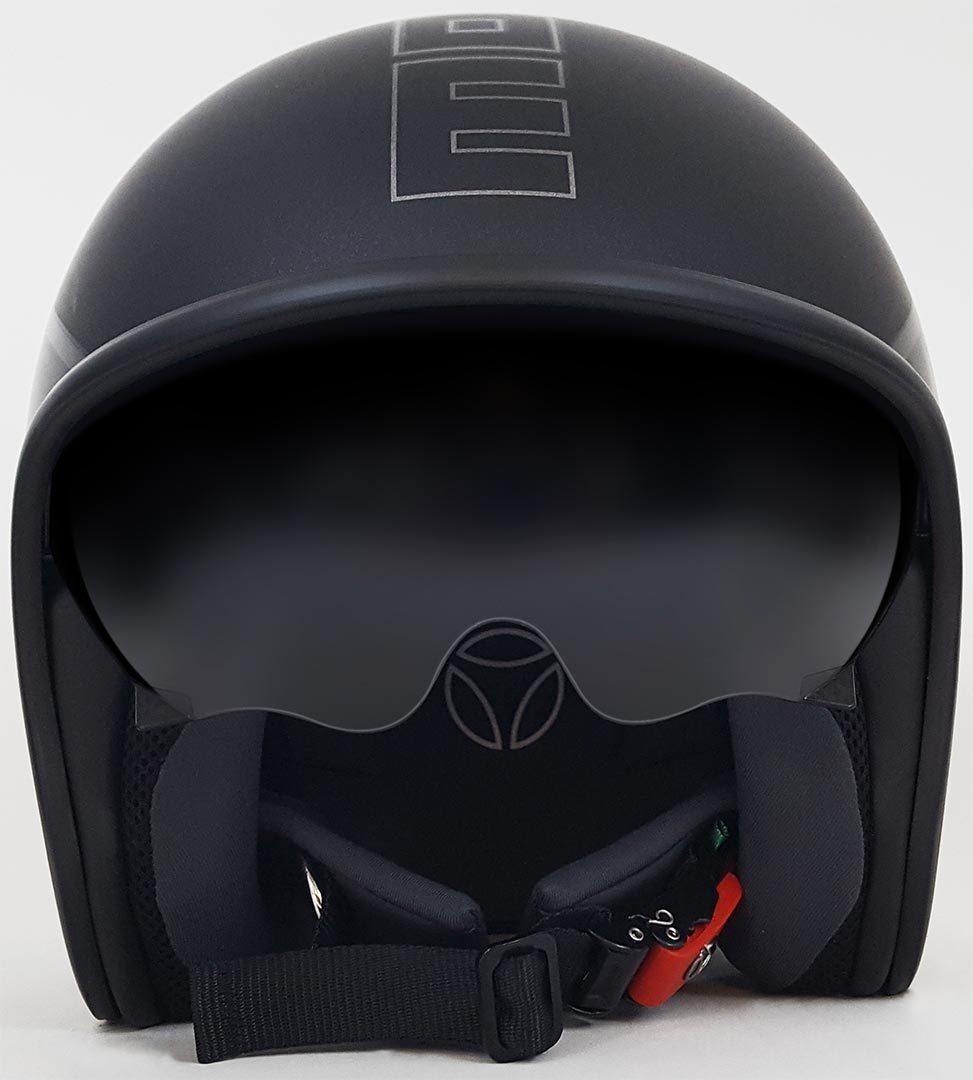 Momo Motorradhelm Raptor Jethelm Schwarz Matt / Dunkel Silber, integriertes Sonnenvisier