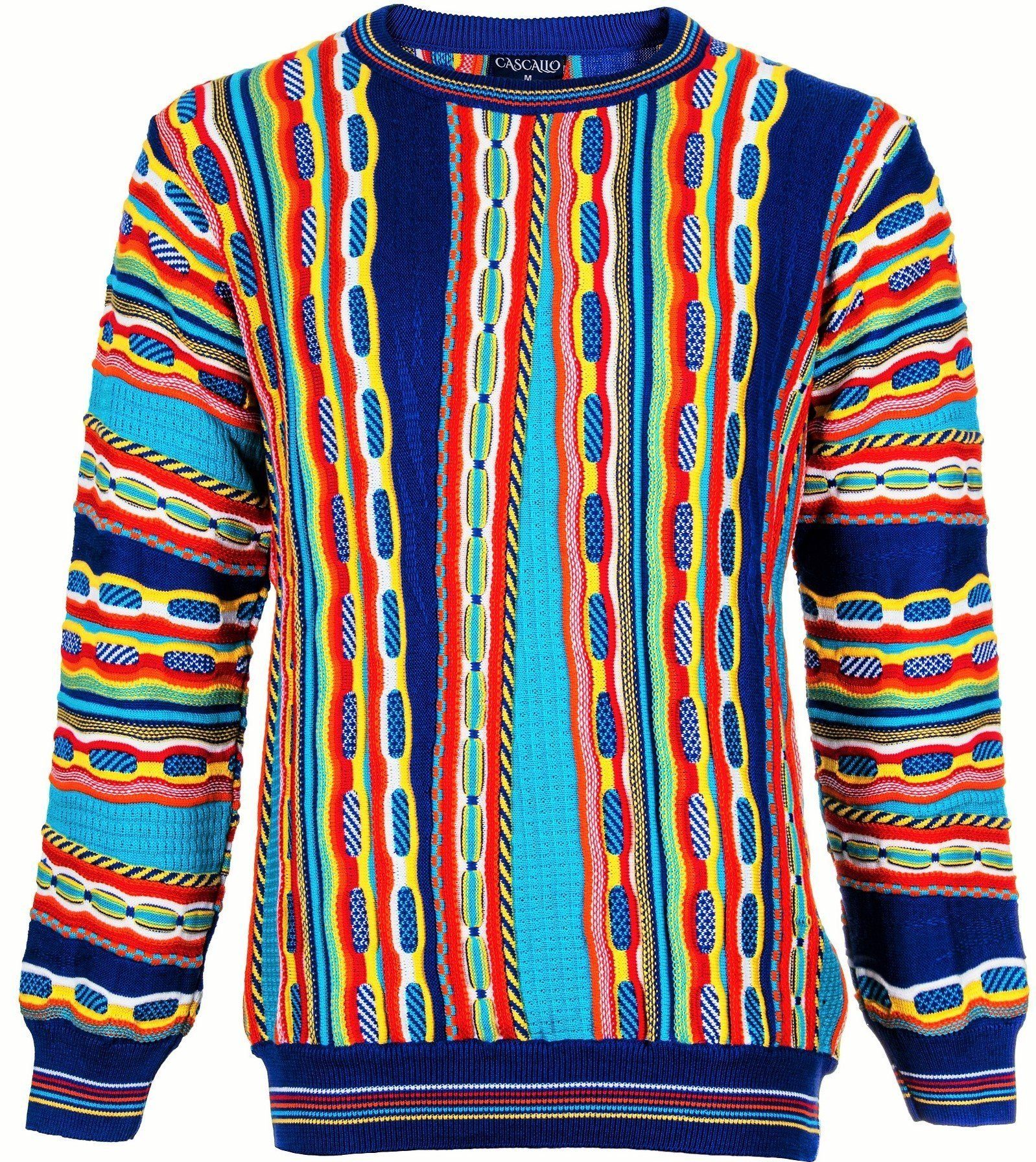 Cascallo Вязаные свитера Santos - Gestrickter Luxus Designer Rundhals-Pullover Regular Fit (1-tlg) 3D Optik