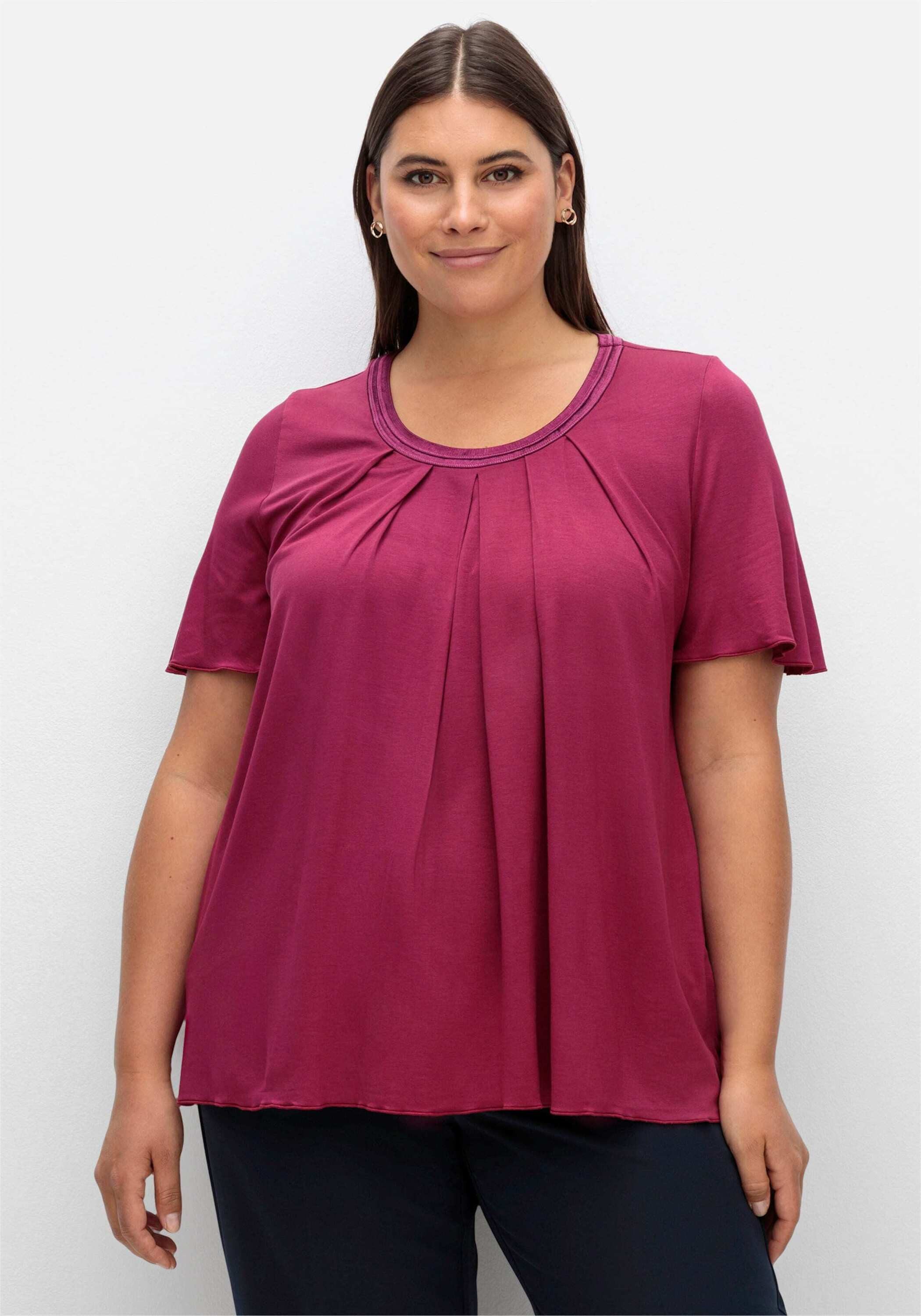 Sheego T-Shirt T-Shirt Kurzarm in A-Linie mit dekorativer Blende günstig online kaufen