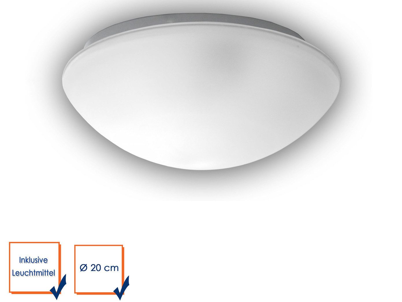 niermann LED Deckenleuchte rund, Schirm Opal-Glas Ø 20cm, dimmbar, LED wechselbar, Warmweiß, flache Deckenlampe klein für Ankleidezimmer Decke & E14 LED