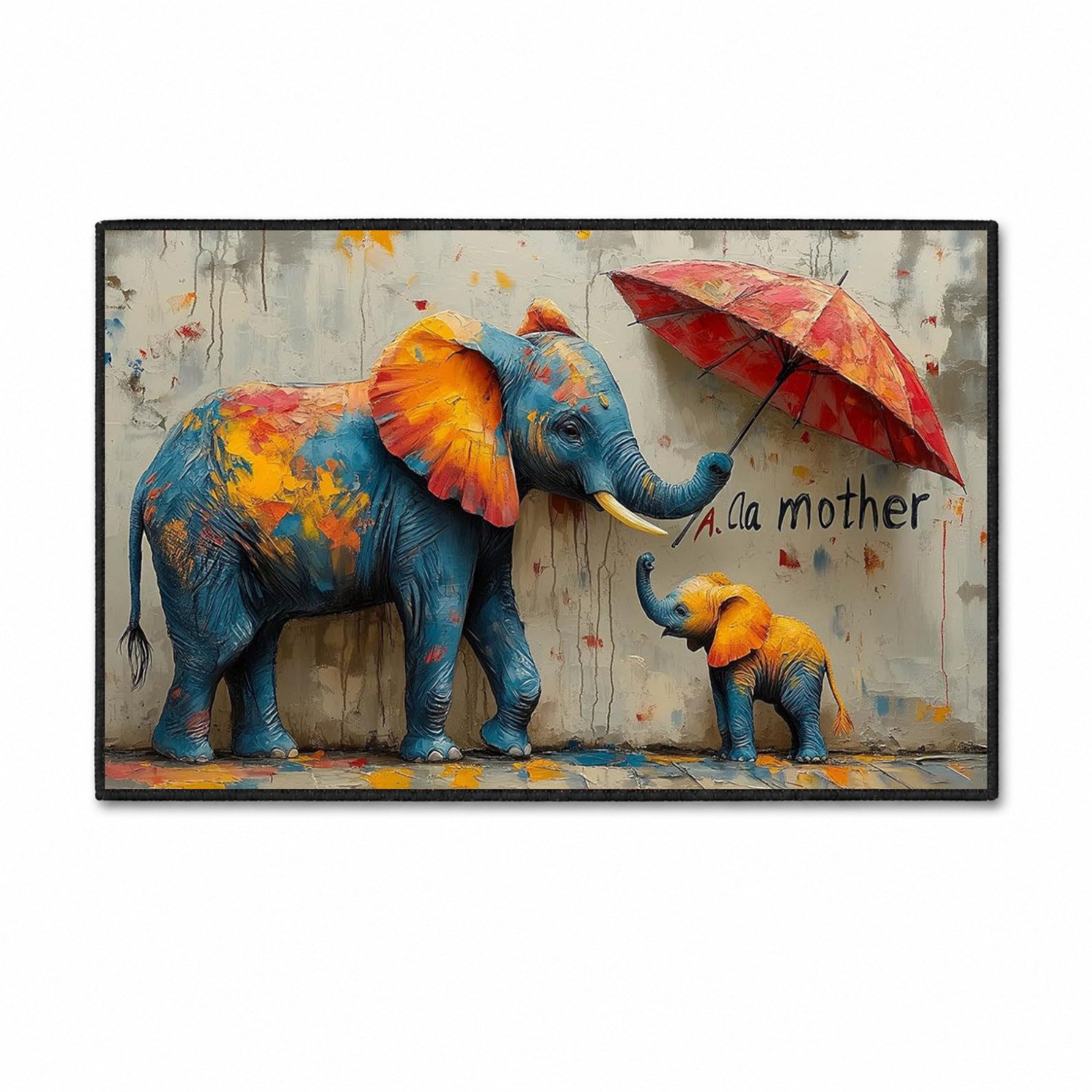 Jumpeak Teppich Elefant Teppich Mutter‑Baby‑Motiv