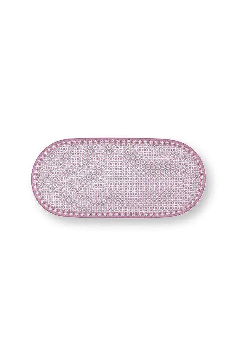 PiP Studio Servierplatte Lily&Lotus Beilagenplatte 25cm lila, Porzellan, (Beilagenplatten), Plate Sugar & Creamer Lily&Lotus Tiles Lilac 25x12cm