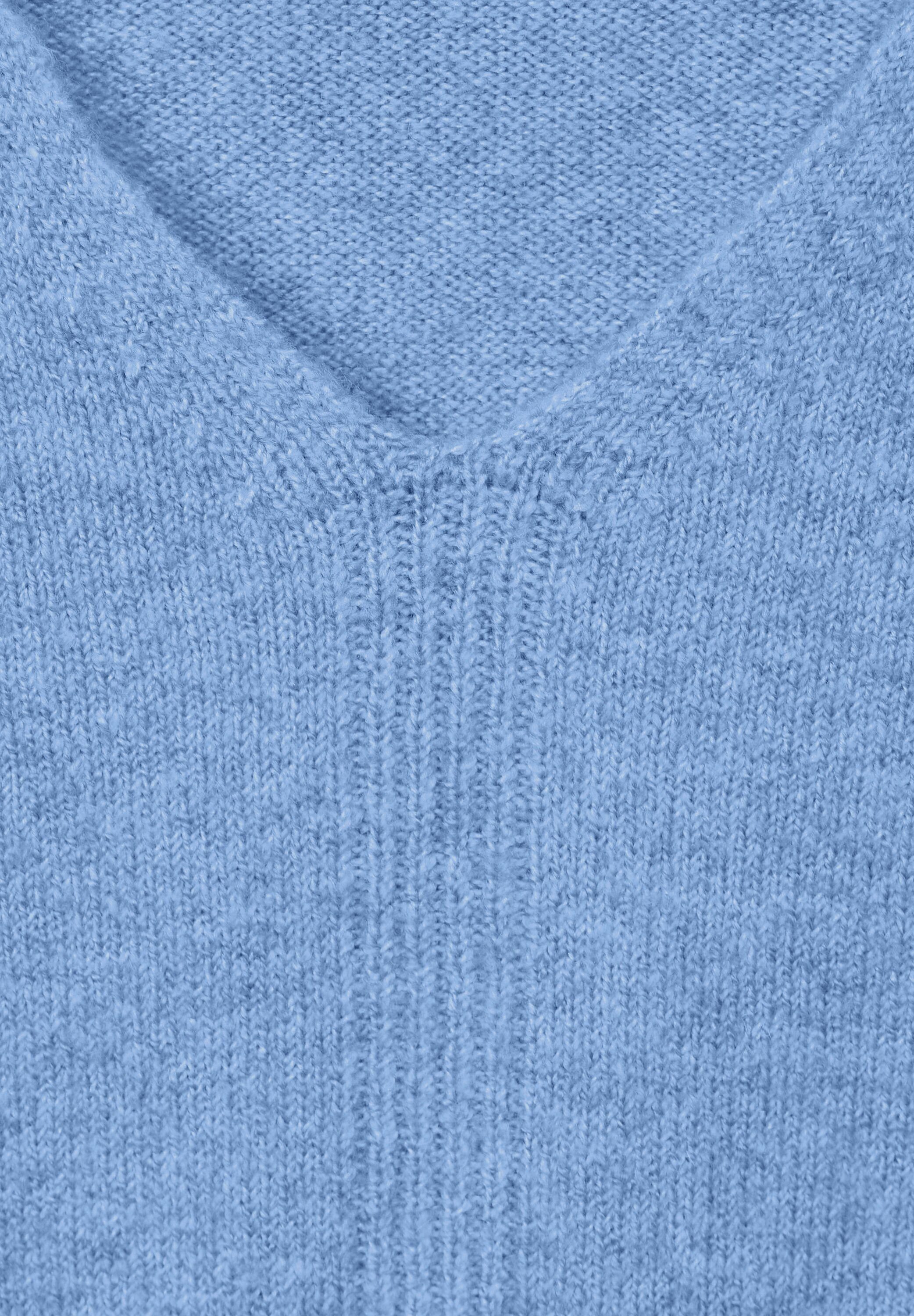 Materialmix softem Strickpullover aus real blue melange Cecil