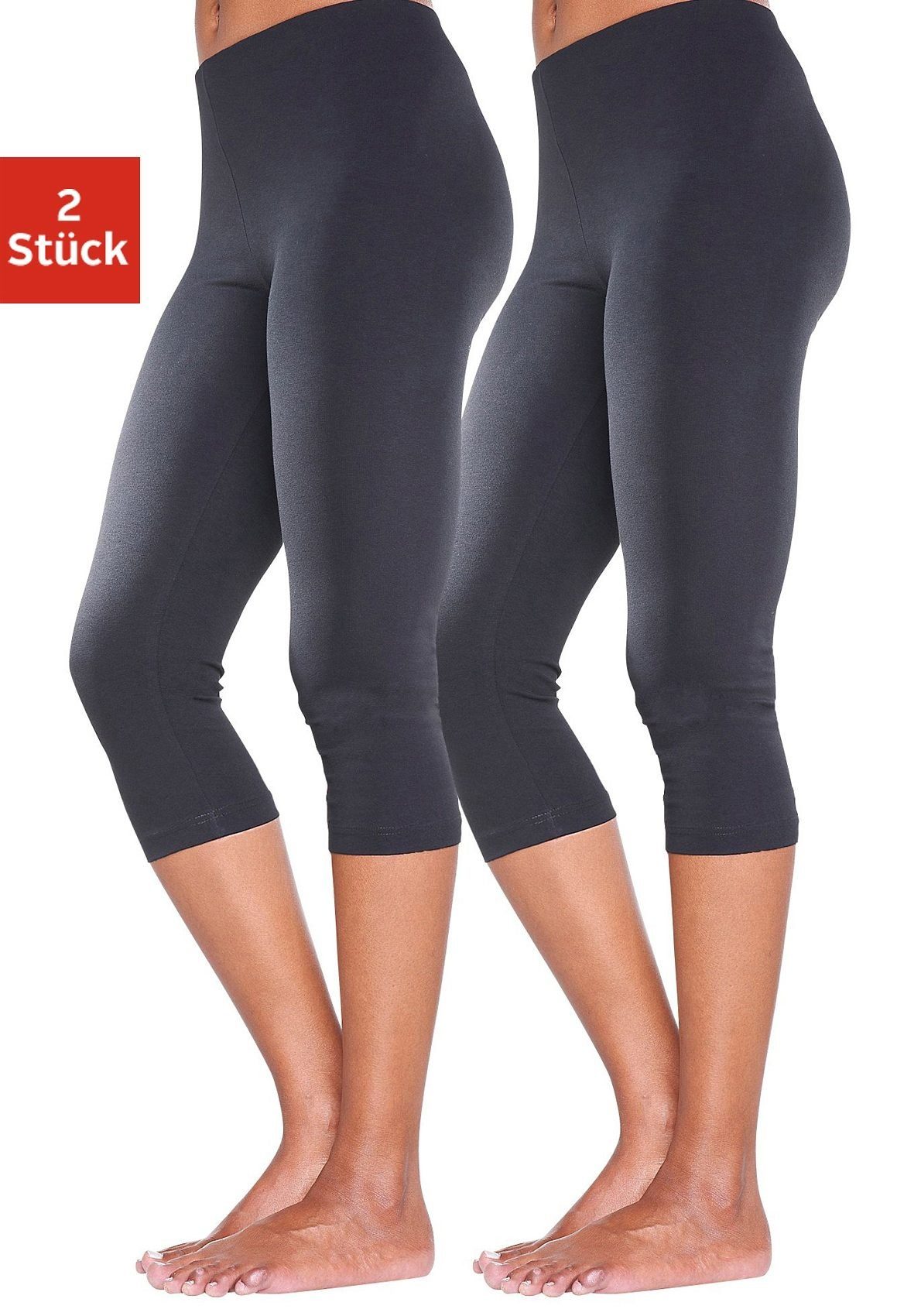 Vivance Active by Lascana Caprileggings (2er-Pack) mit Gummibund, Loungewear