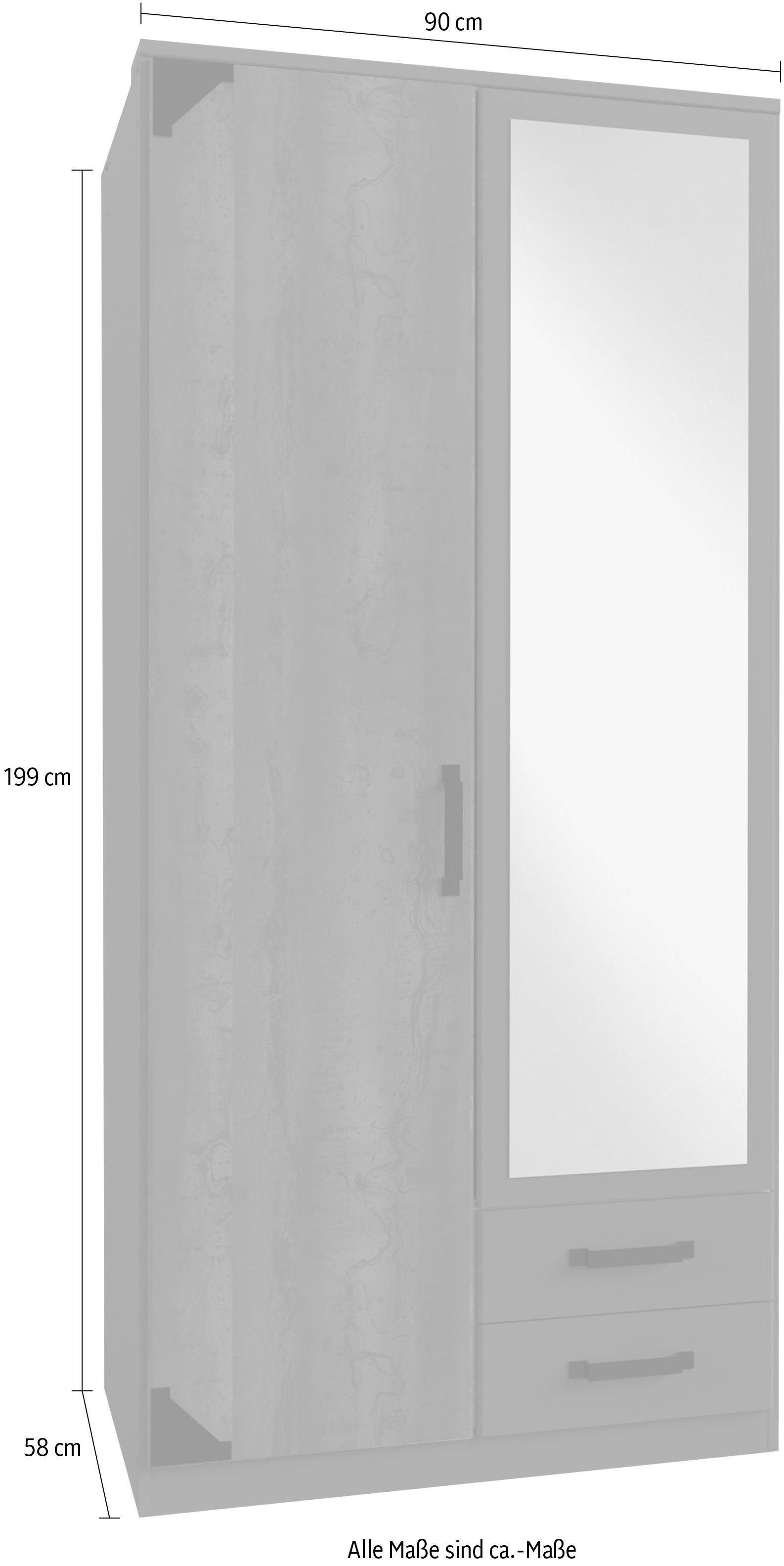 Wimex Drehtürenschrank Bochum mit Graphit/Digi-Steel-Optik/Spiegel Spiegel