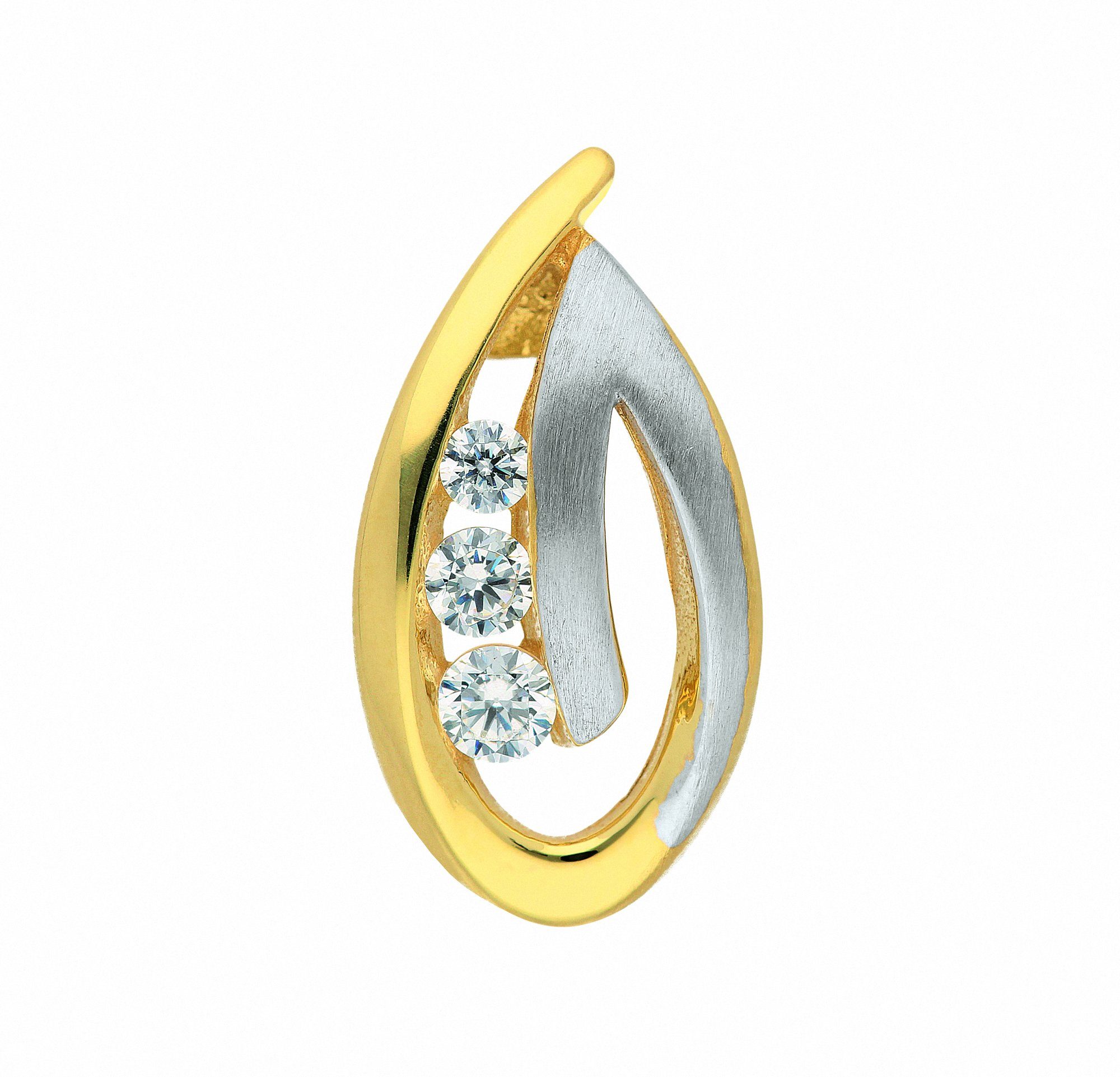 Adelia´s Kettenanhänger Damen Goldschmuck 585 Gold Anhänger mit Zirkonia,  Goldschmuck für Damen, Maße - Höhe 17,1 mm | Kettenanhänger