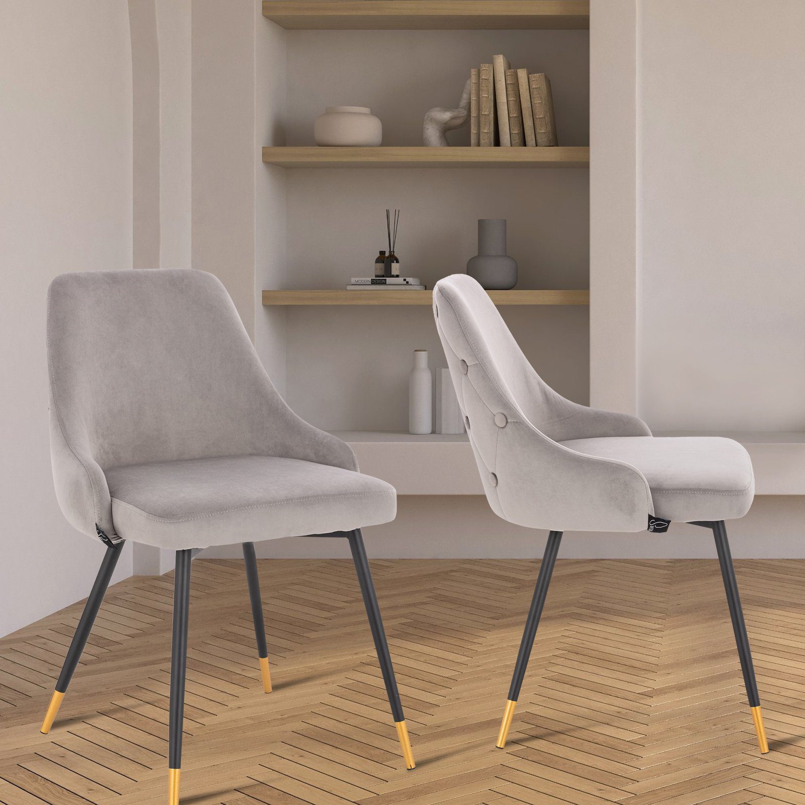 SVITA Esszimmerstuhl ALICE (Set), 2er Set, goldene Akzente, Esszimmer, Samt günstig online kaufen