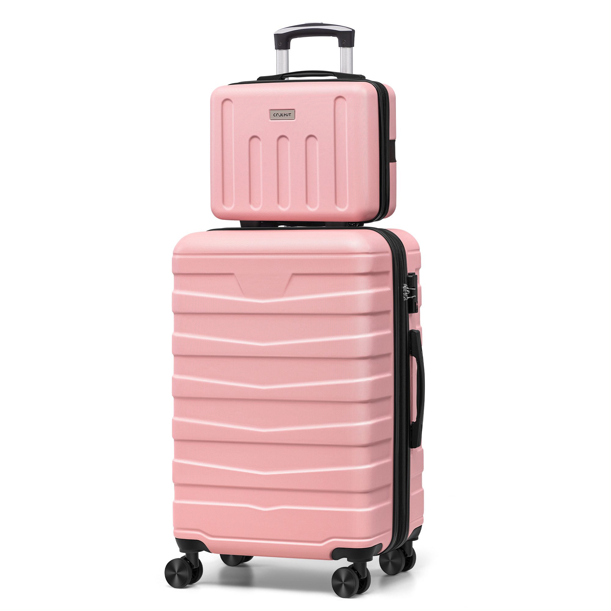 ChaCool Handgepäckkoffer Hartschalen Kofferset 2 Teilig Kabinengepäck mit Kosmetiktasche, 4 Rollen, Trolleyset 2-tlg.mit kleiner Tasche, ABS