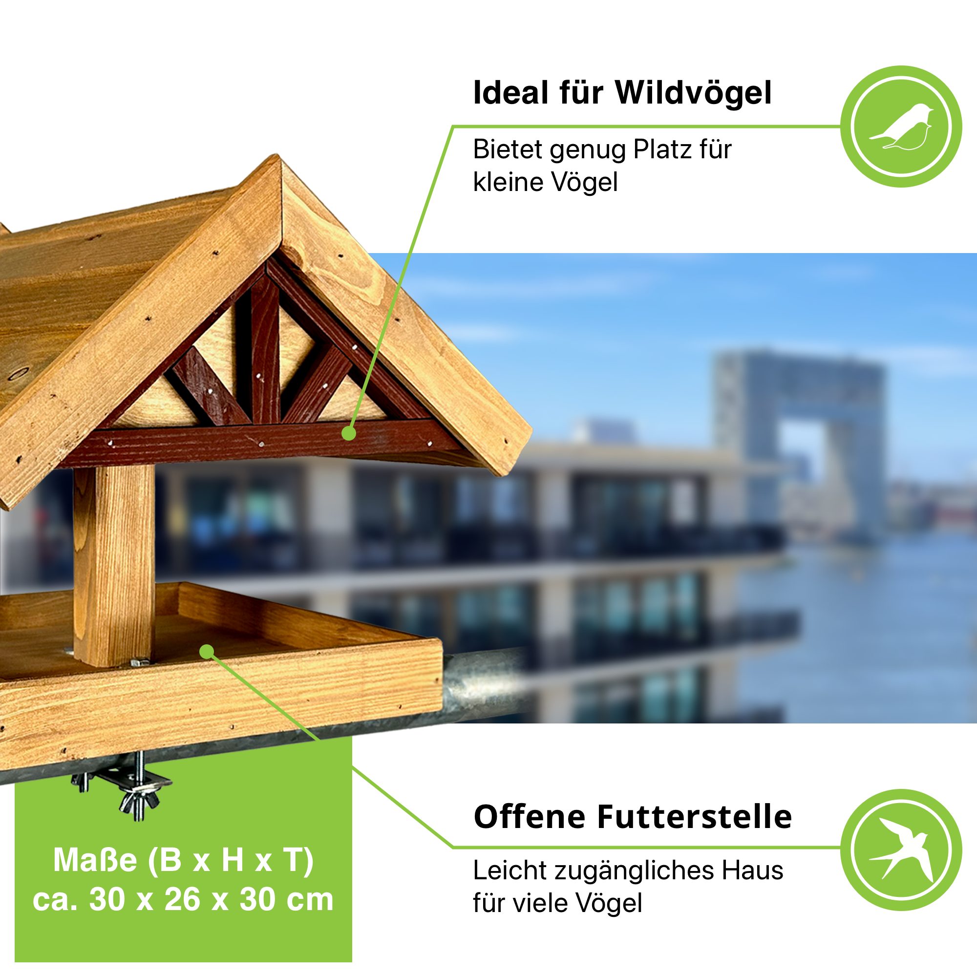 gartenetage Vogelhaus Balkon-Vogelfutterstelle, wetterfest, Handarbeit und günstig online kaufen