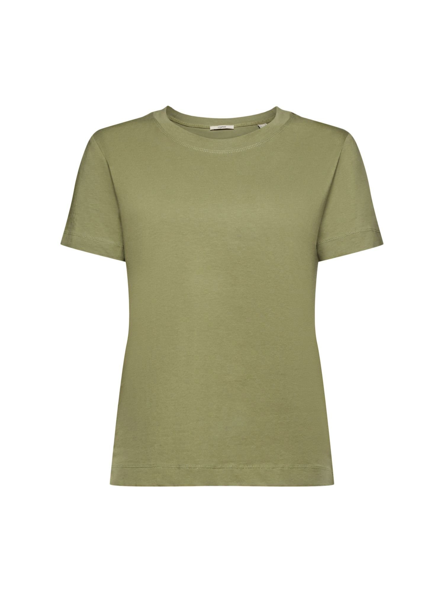 Esprit T-Shirt Baumwoll-T-Shirt mit Rundhalsausschnitt (1-tlg) LIGHT KHAKI