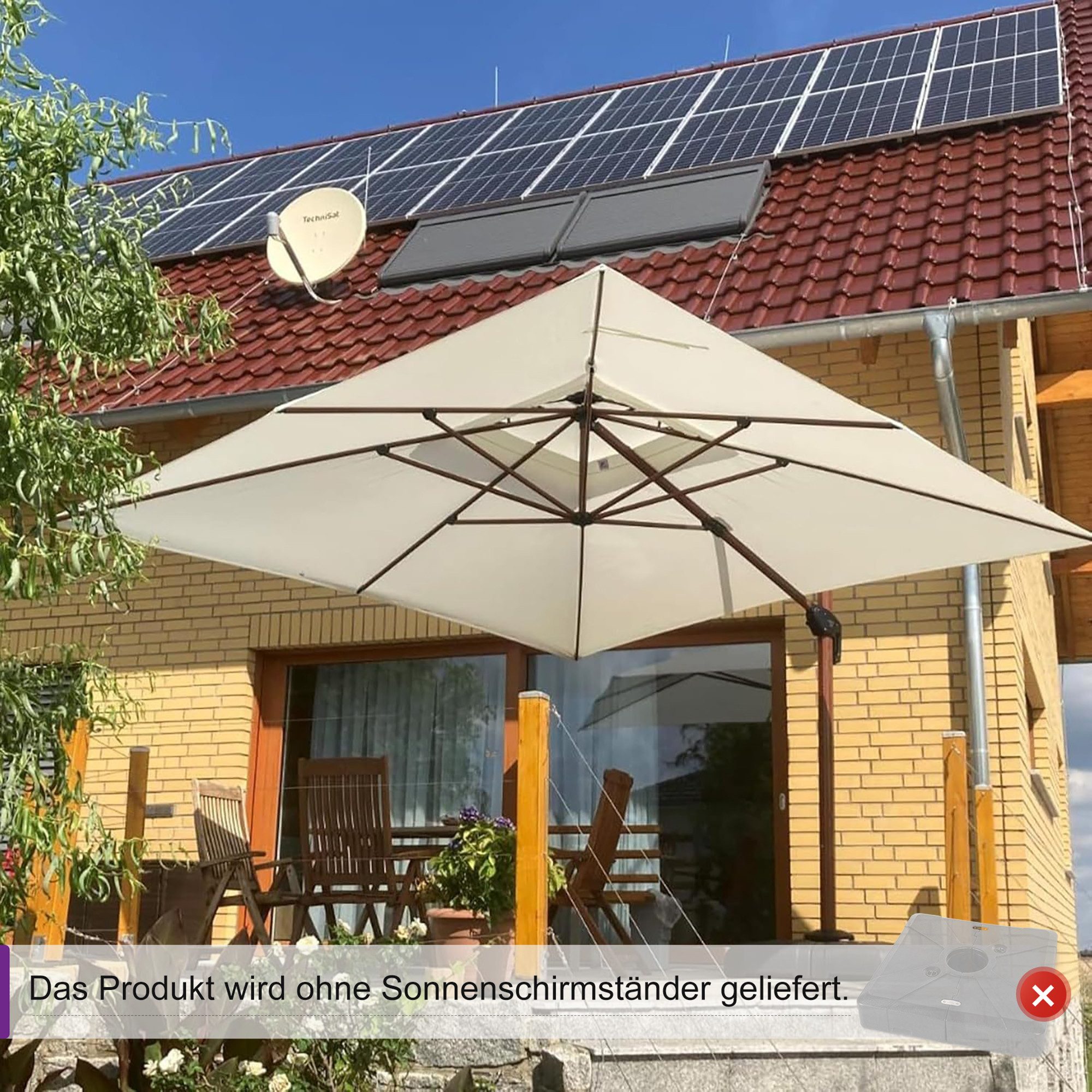 PURPLE LEAF Ampelschirm Holzoptik Quadratischer Außenbereich günstig online kaufen