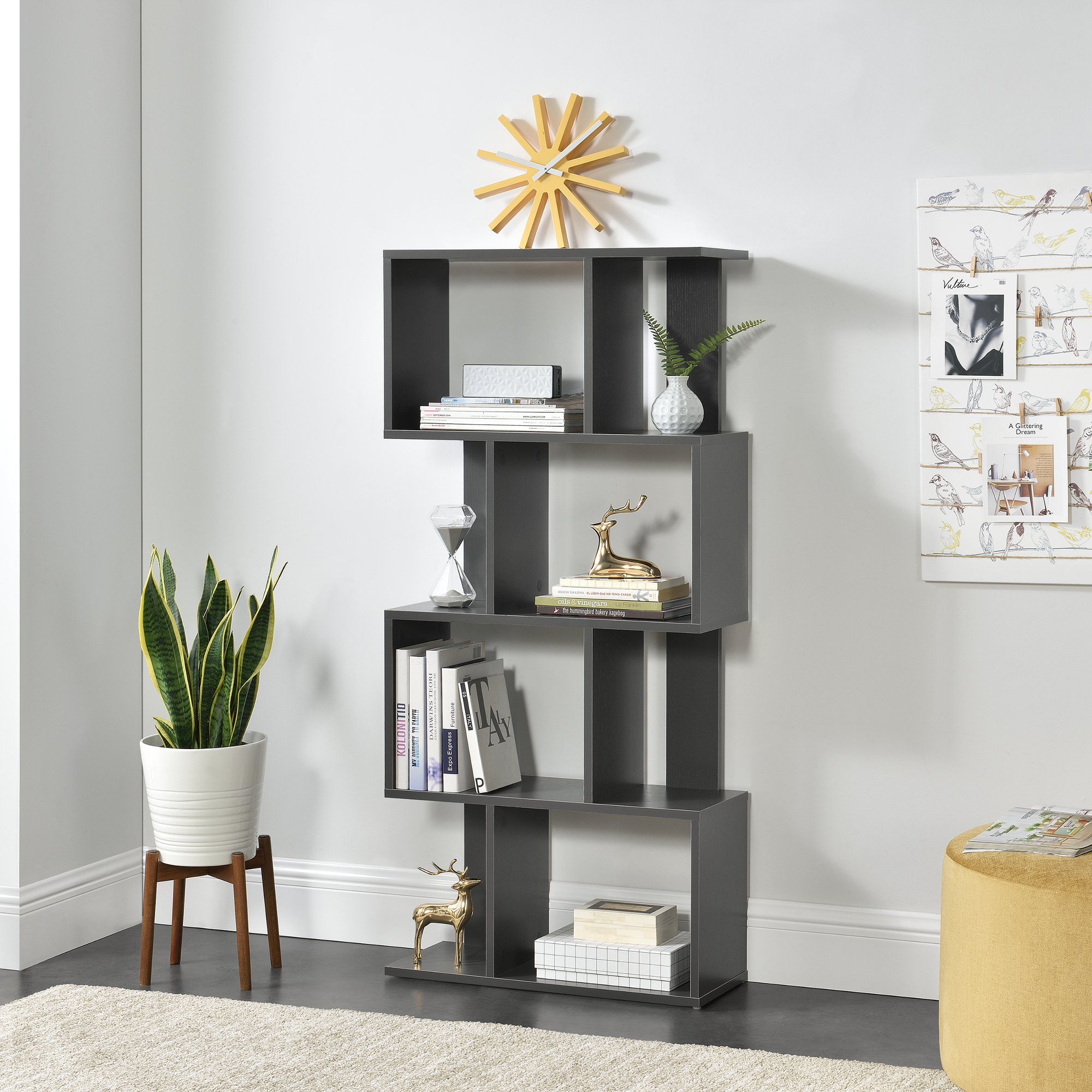 en.casa Bücherregal, »Brattahlid« Medienregal dunkelgrau günstig online kaufen