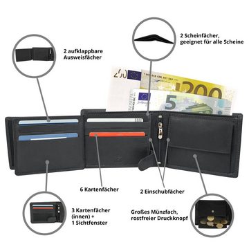 MOKIES Geldbörse Herren Portemonnaie G305 Nappa (querformat), 100% Echt-Leder, RFID-Schutz, Nappa-Leder, GESCHENKBOX