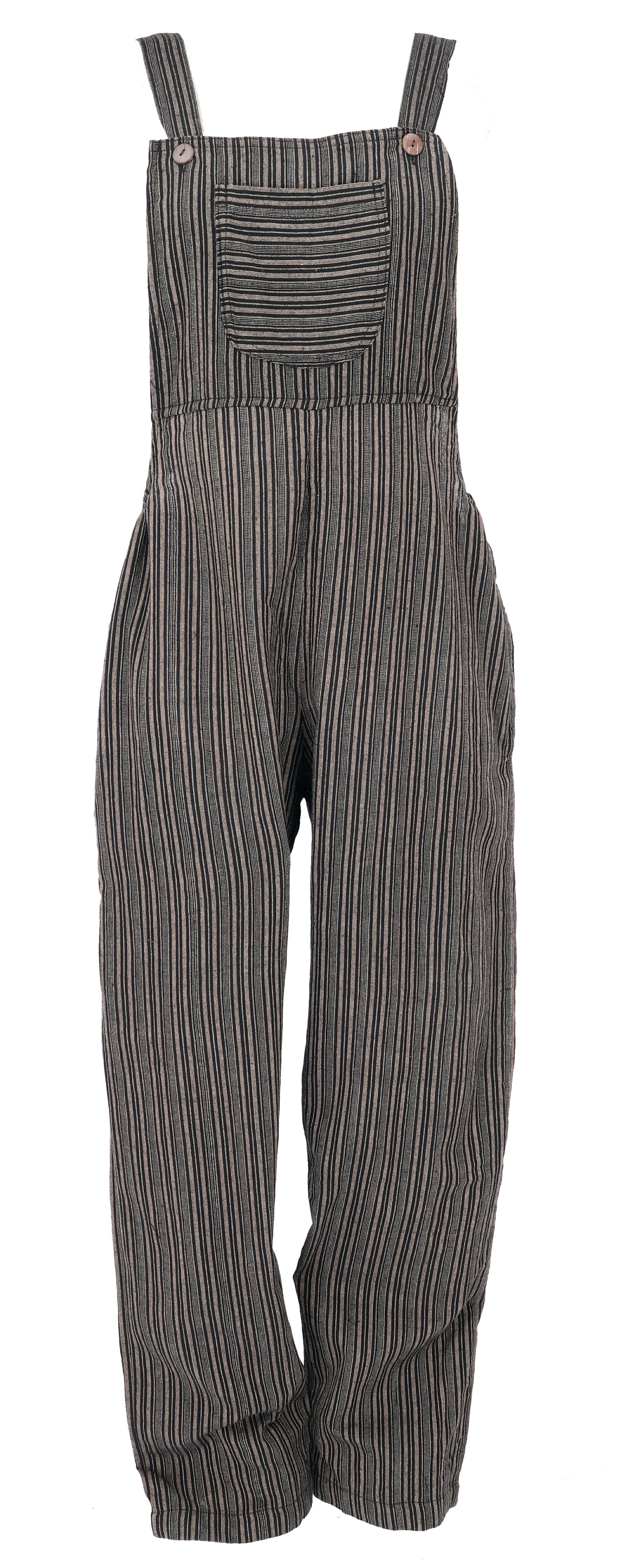 Guru-Shop Relaxhose Luftige Latzhose, gestreifter Ethno Style Boho.. alternative Bekleidung