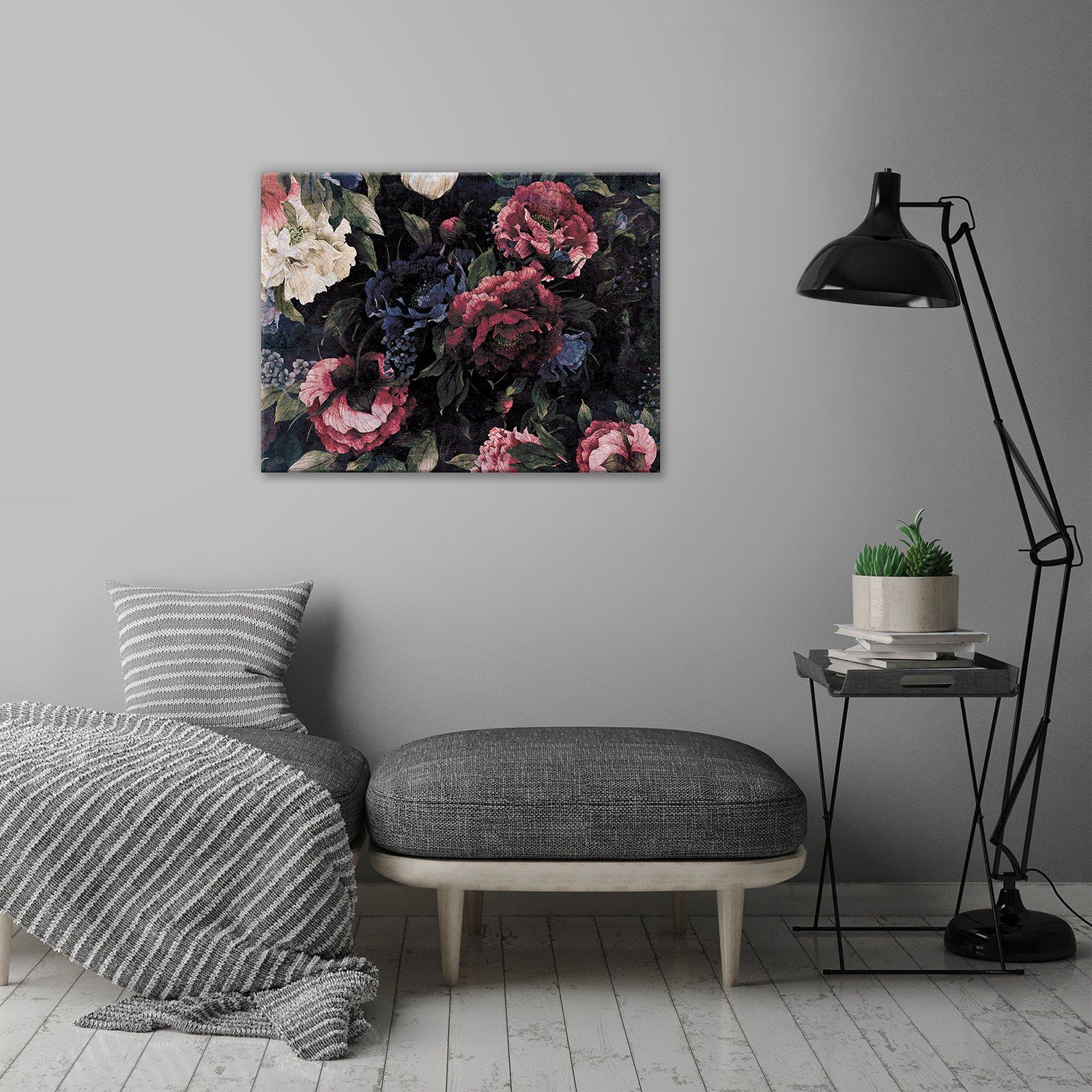 Vintage Canvas Pfingstrosen Aufhängefertig XXL Leinwandbild Auf Bild Wohnzimmer Groß (Einteilig), Leinwand Bilder Modern Natur Kunstdruck Leinwandbilder Rosa Rose Wandbild Wallarena für Schlafzimmer, Wandbilder Blumen