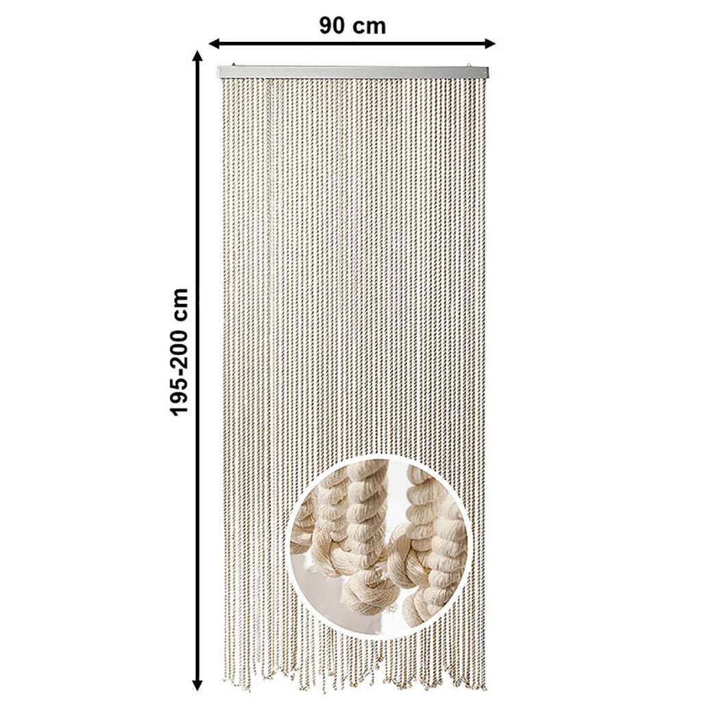 Kobolo Türvorhang Seilvorhang Vorhang MARITIM 54 Stränge beige (1 St), Ösen, halbtransparent, abweisend gegen Insekten – Bild 4 von 5