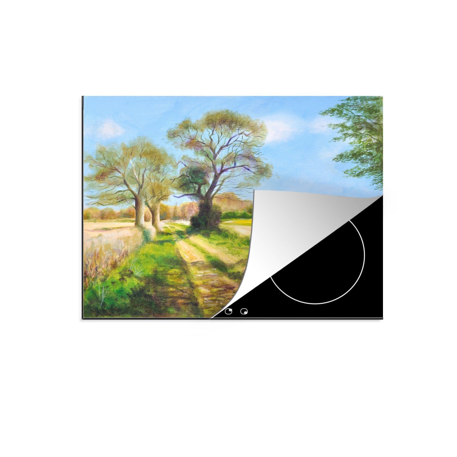 Frühling Landschaft Herdblende-/Abdeckplatte die Ceranfeldabdeckung Schutz Induktionskochfeld (1 cm, für MuchoWow Vinyl, 71x52 - Aquarell, küche, tlg), -