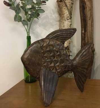 Moritz Skulptur Fisch Figur Skulptur 38 x 15 x 34 cm, Dekoobjekt Holz, Tischdeko, Fensterdeko, Wanddeko, Holzdeko