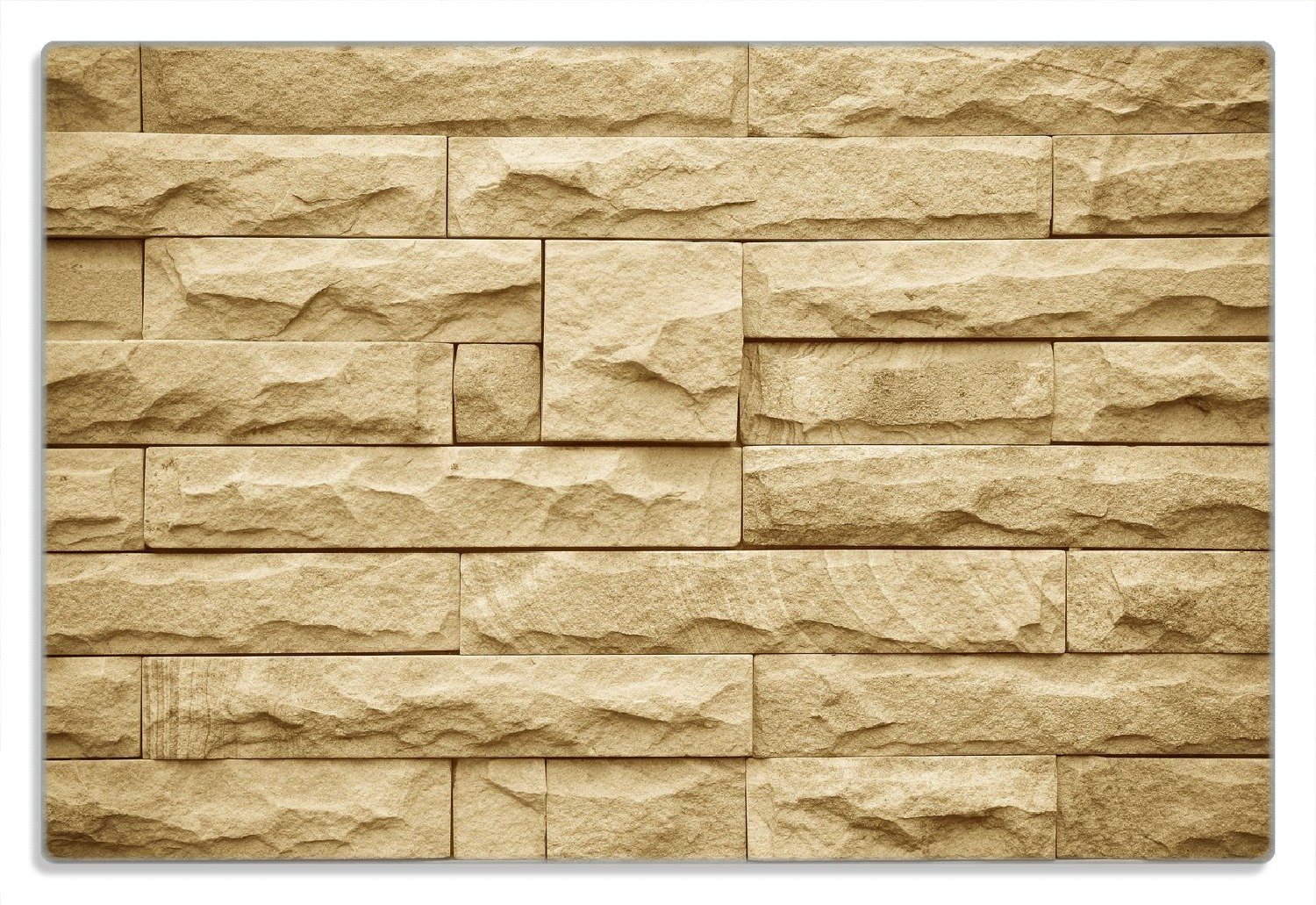 Wallario Frühstücksbrett Steinwand gelb, (inkl. rutschfester Gummifüße 4mm, 1-St), 20x30cm