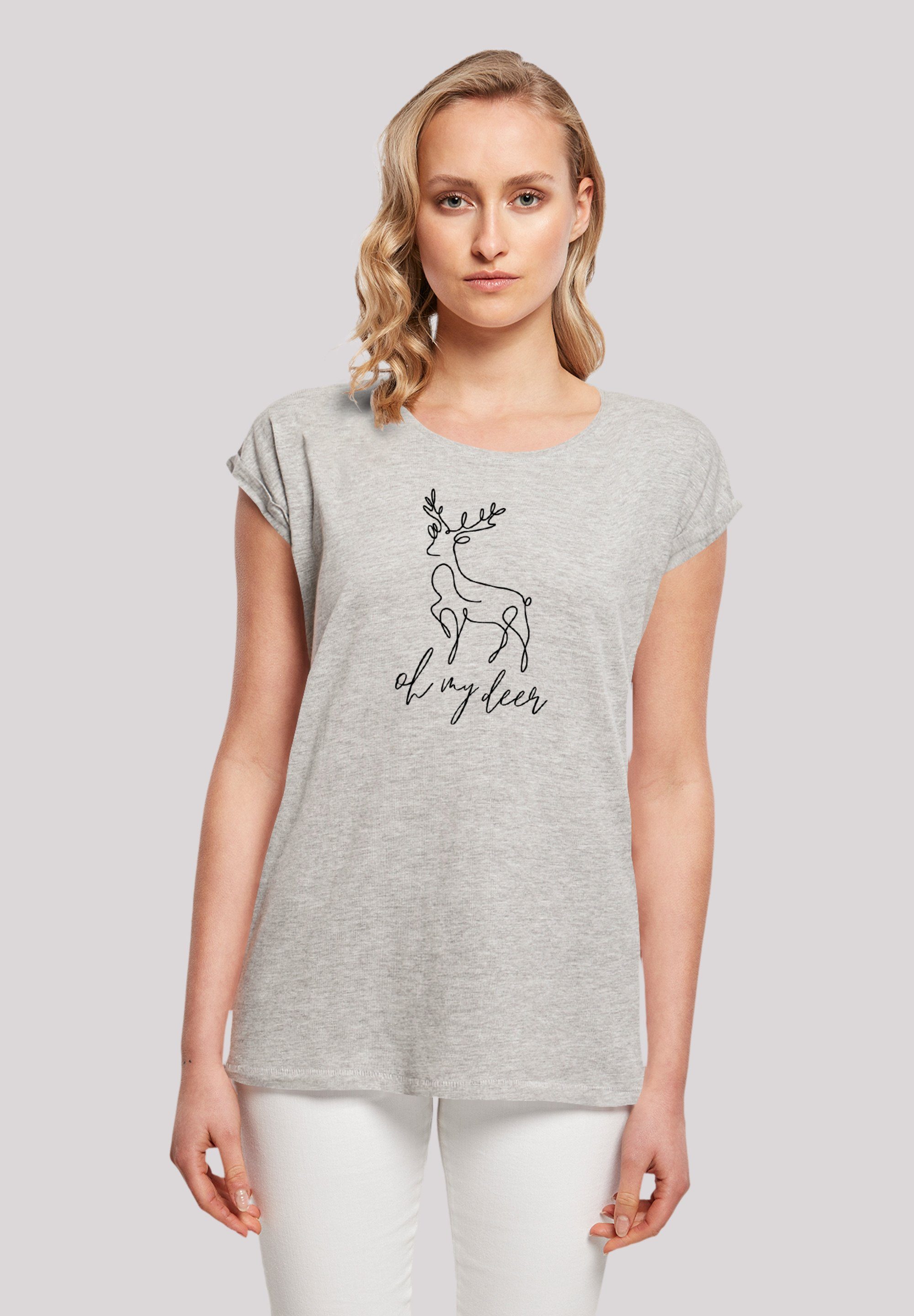 F4NT4STIC T-Shirt Winter Christmas Deer Premium Qualität, Rock-Musik, Band heather grey