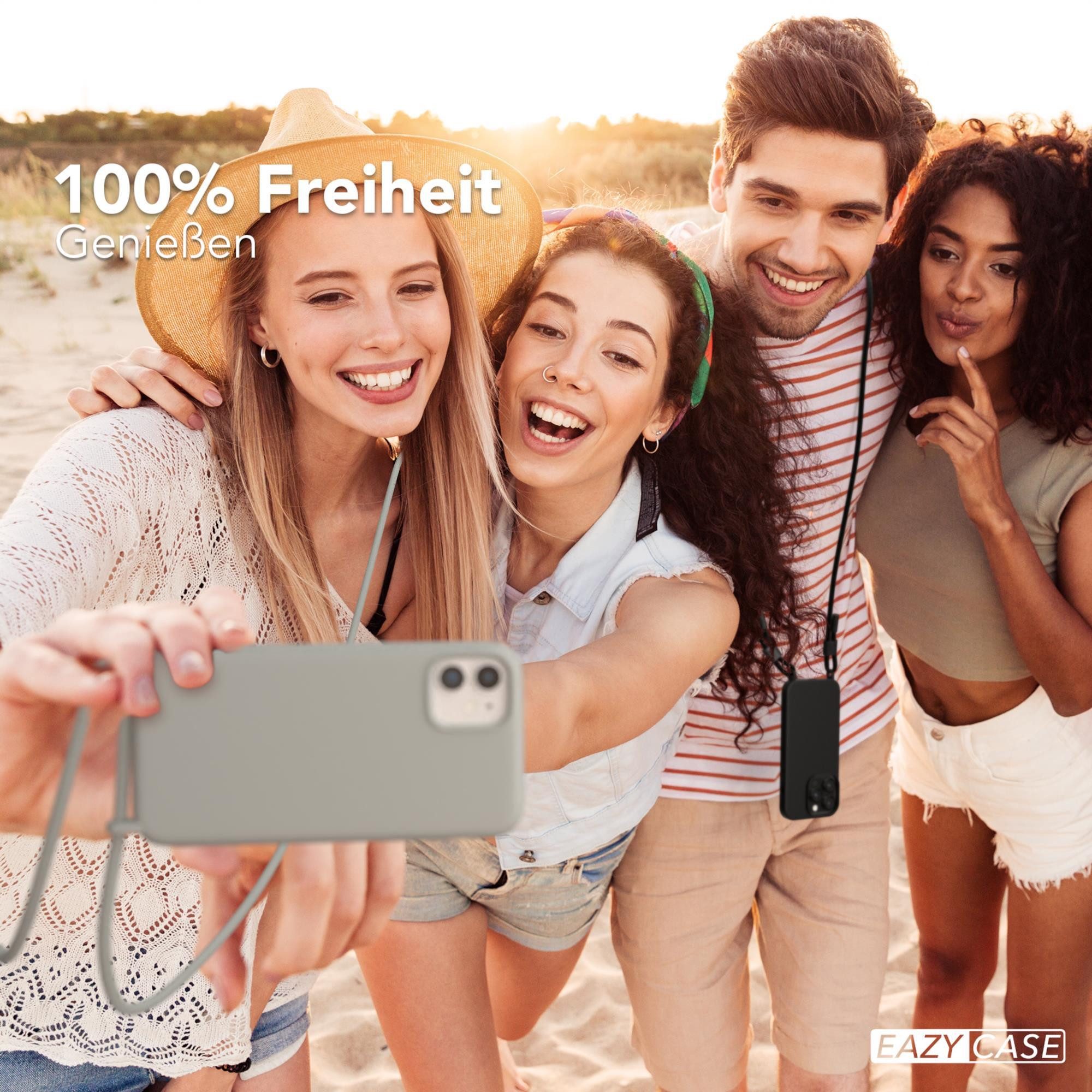 EAZY CASE Handykette Runde Kette für Apple iPhone 11 6,1 Zoll, Schutzhülle zum Umhängen Hülle mit Umhängeband Kettenhülle Grau Taupe