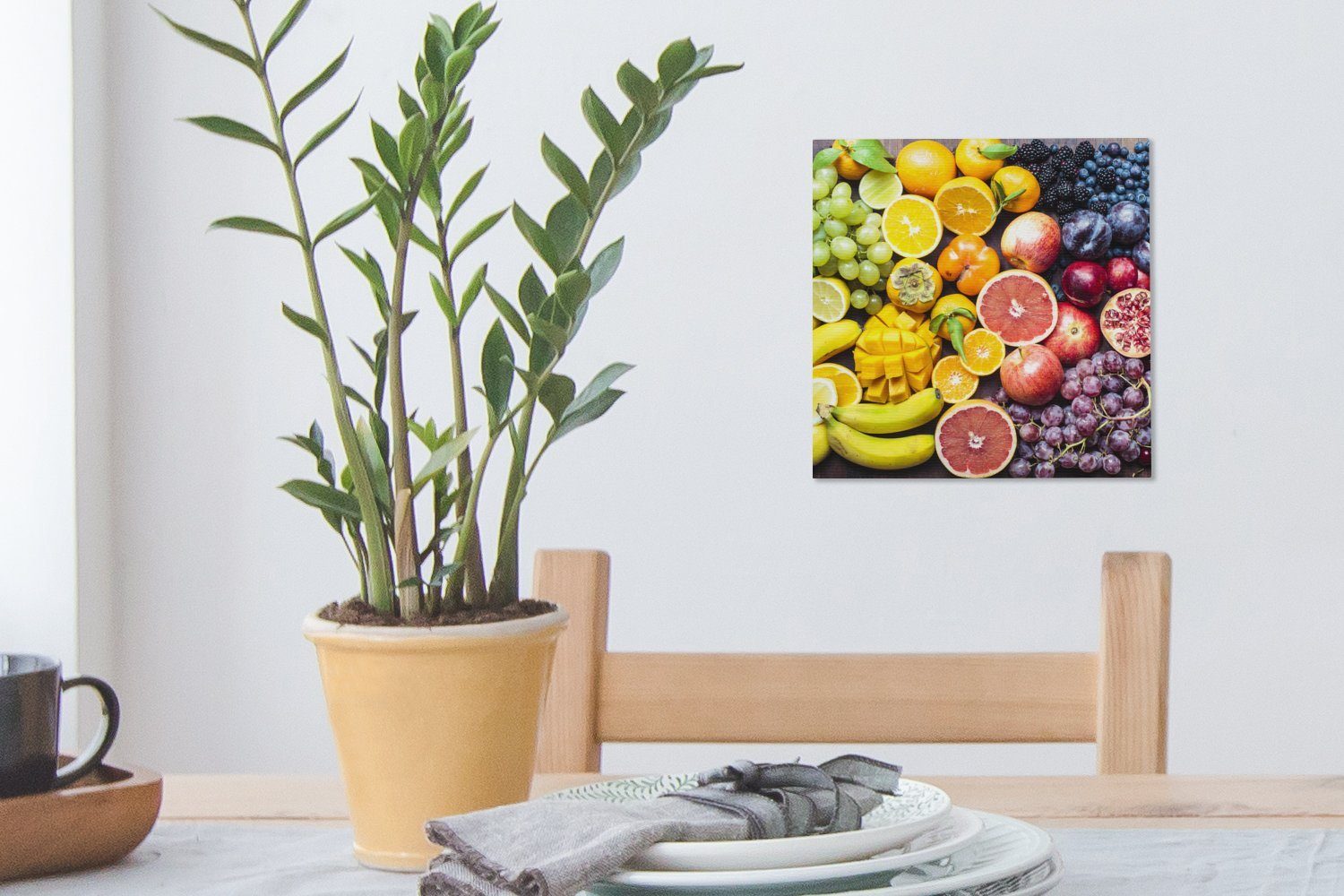 - (1 Wohnzimmer Bilder - Leinwand Farben, St), Regenbogen für OneMillionCanvasses® Obst bunt Schlafzimmer Leinwandbild