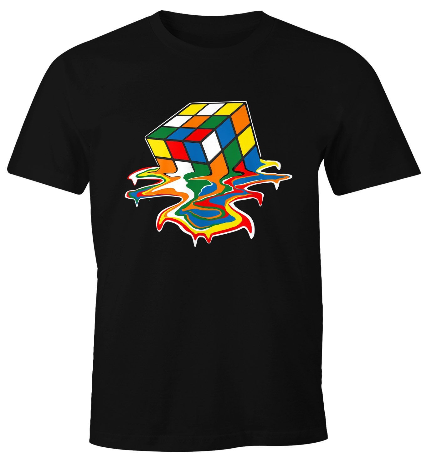 Print-Shirt Herren T-Shirt Zauberwürfel 80er Jahre Retro Rubik Cube Fun-Shirt