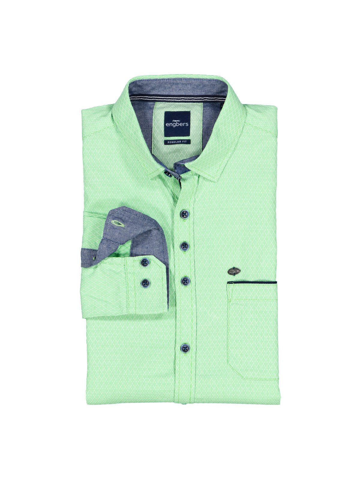 Engbers Langarmhemd engbers Herren Langarm-Hemd gemustert, Hellgruen günstig online kaufen