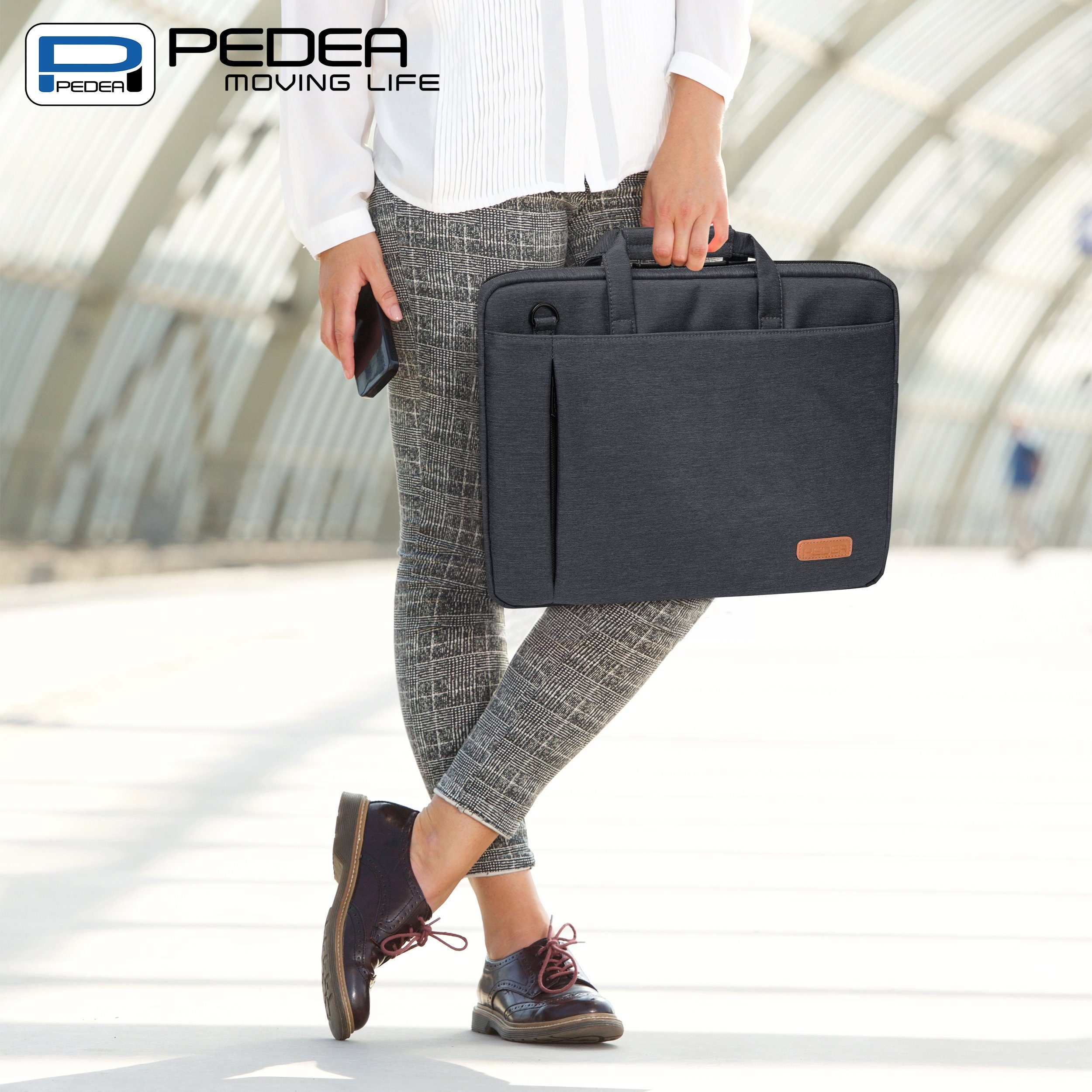 PEDEA Laptoptasche ELEGANCE Notebook Umhängetasche 15,6 / 17,3 Zoll (15,6 Zoll (39,6 cm), Umhängetasche mit einer dicken Polsterung