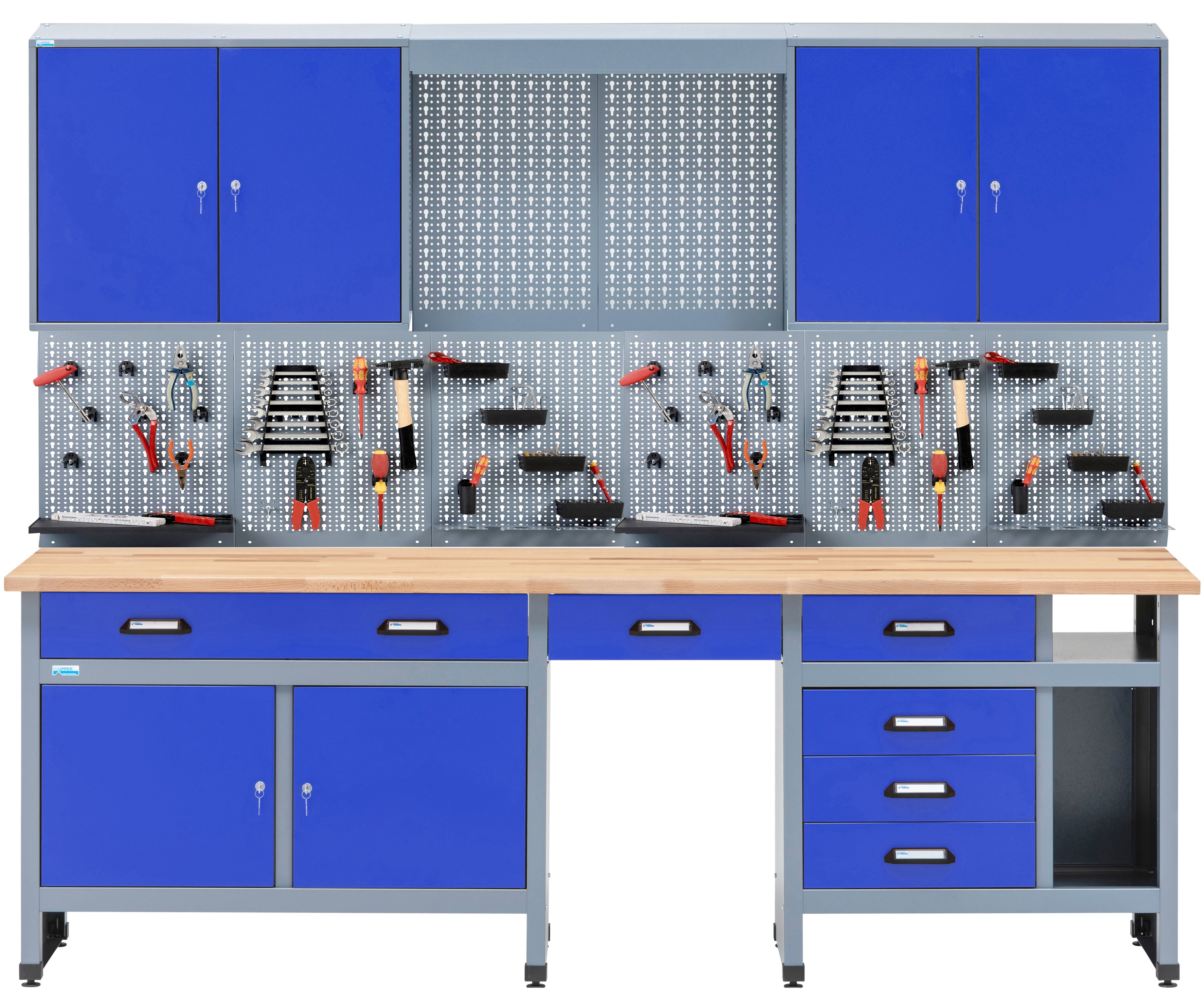 KÜPPER Werkstatt-Set 70412, (Spar-Set), 30 mm massive Vollbuchenarbeitsplatte