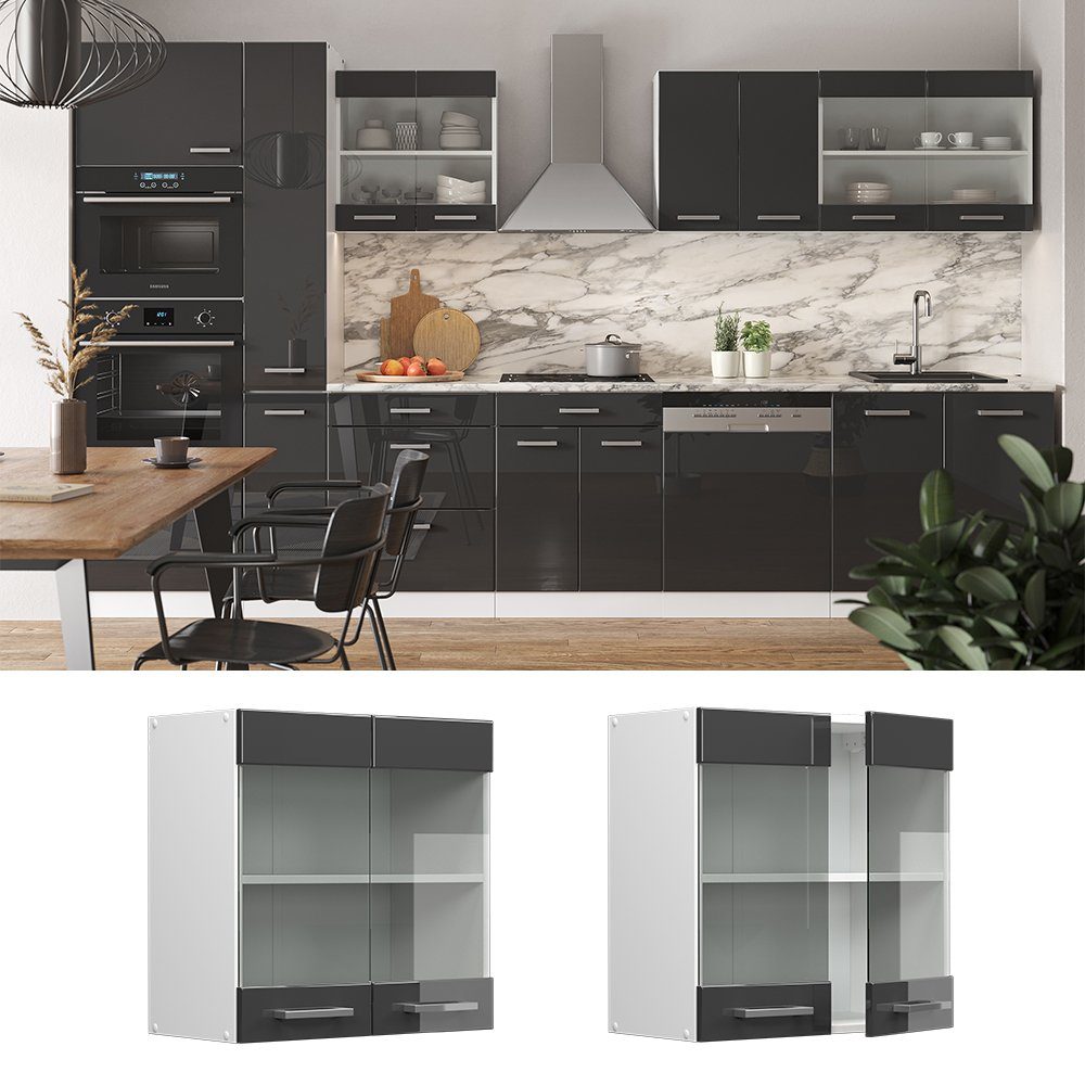Vicco Glashängeschrank R-Line, Anthrazit Hochglanz/Weiß, 60 günstig online kaufen
