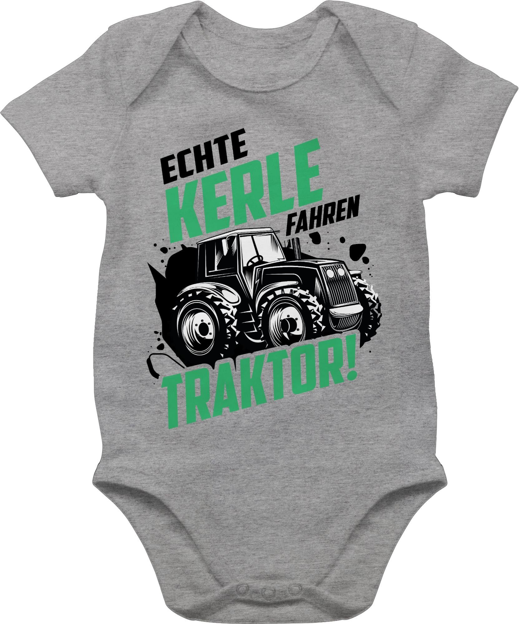 Shirtracer Shirtbody Echte Kerle fahren Traktor Trecker Landwirt Bauer Geschenk Baby Bagger Traktor und Co. 1 Grau meliert