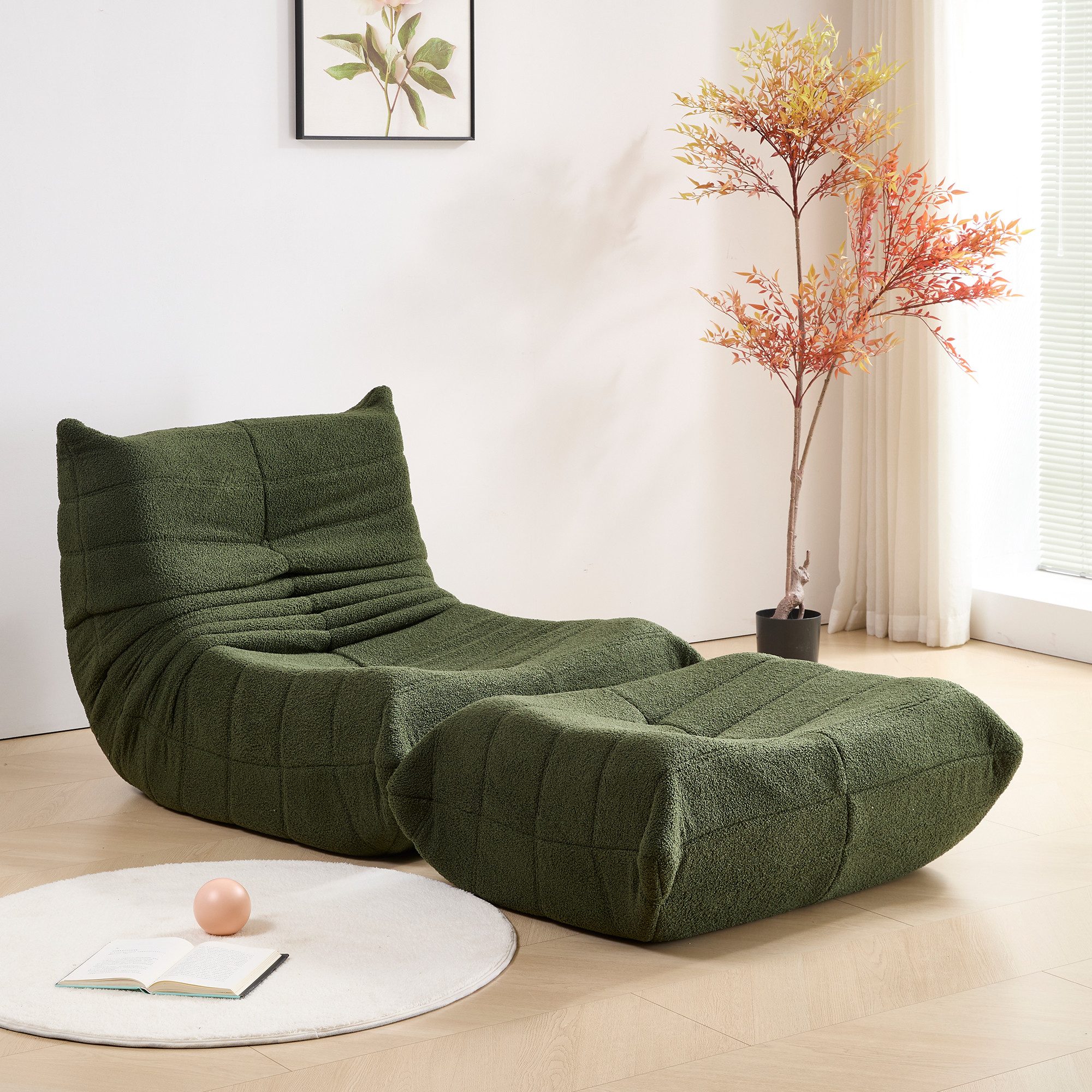 OKWISH Sofa Wohnzimmer Sofa, Loungesof, Teddyfleece+Schaumstoff mit hoher D günstig online kaufen
