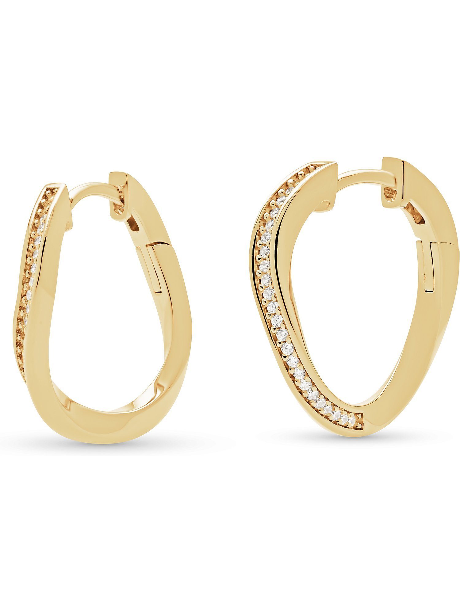 JETTE Paar Creolen JETTE Damen-Creolen 925er Silber 48 Zirkonia (Paar), TWISTED SUN