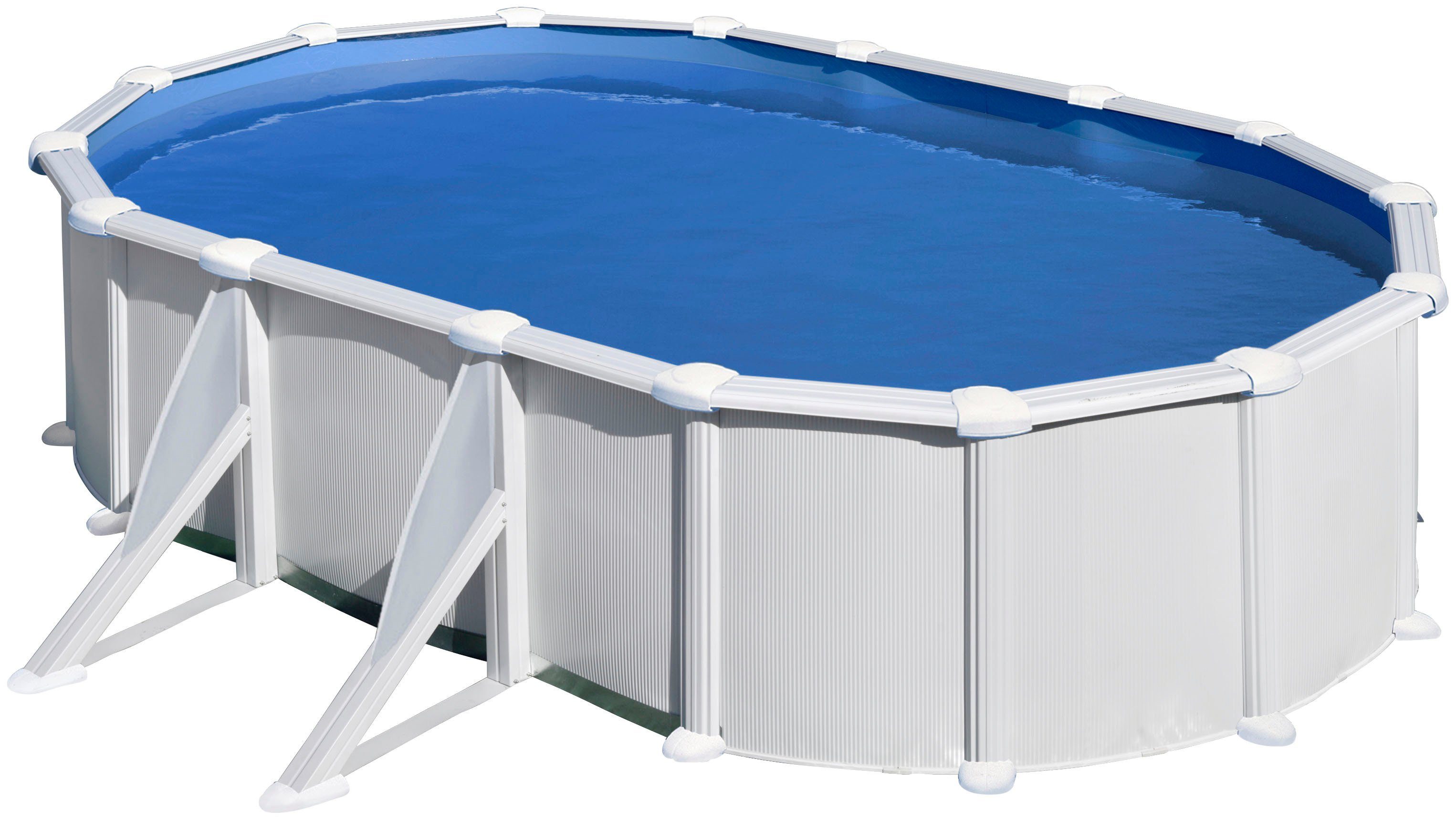 Gre Ovalpool ATLANTIS inkl. Zubehör und seitlichen Stützen (Komplett-Set, 5-tlg), Höhe: 132 cm, in versch. Größen erhältlich