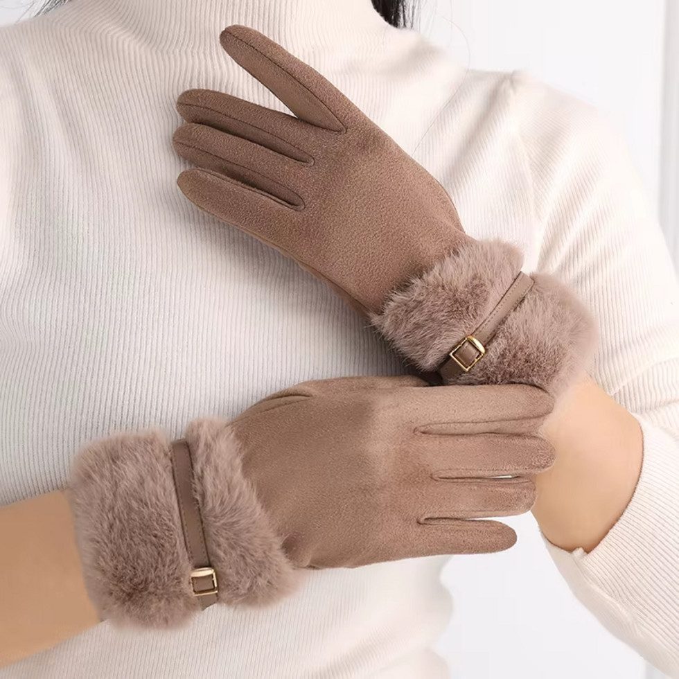 Montegoni Baumwollhandschuhe Damen Winterhandschuhe mit Fleecefutter– Warm, Winddicht (Packung) Ideal für einen stilvollen und eleganten Look