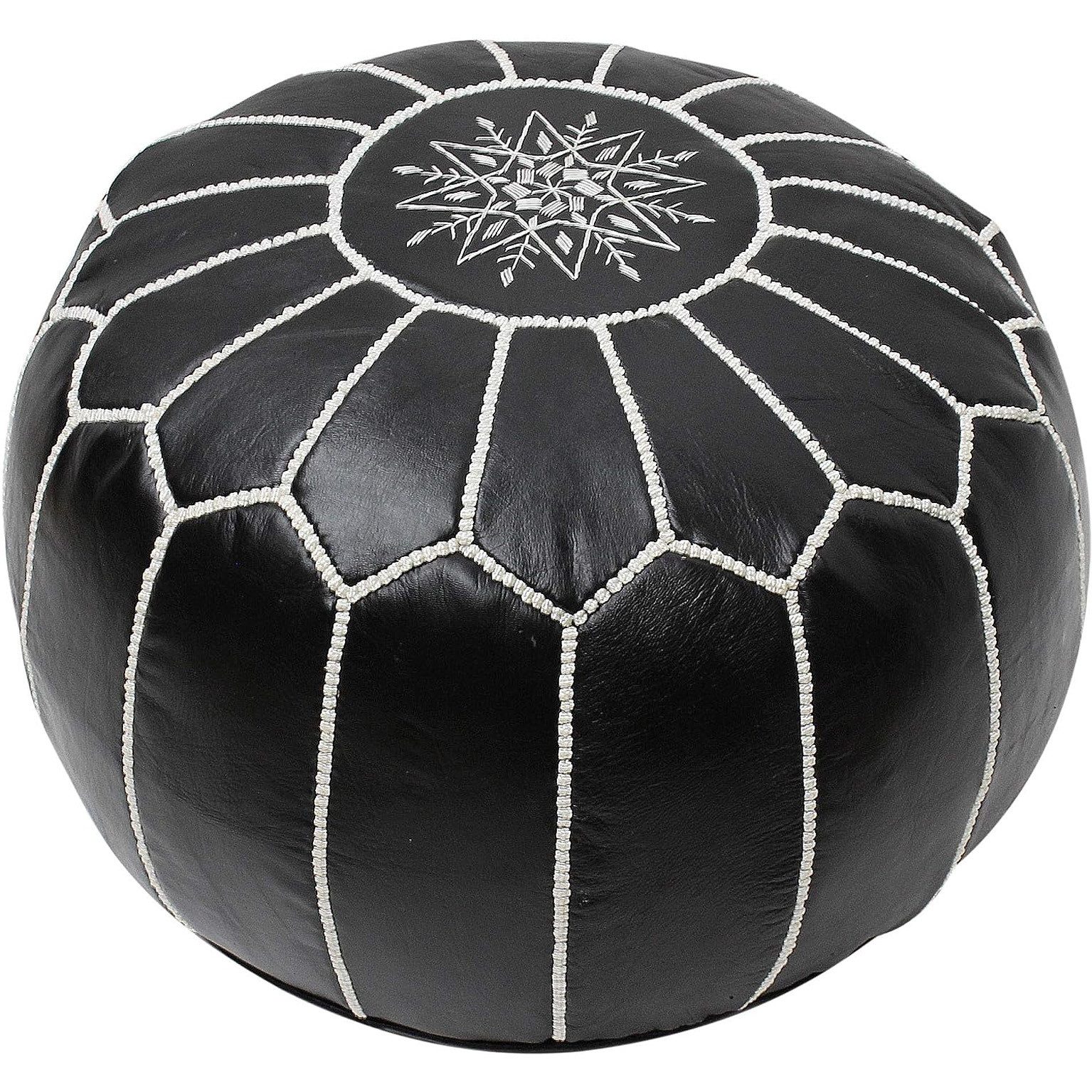 ALMADIH Pouf Leder Pouf Marokkanischer Echtleder Handarbeit Sitzsack