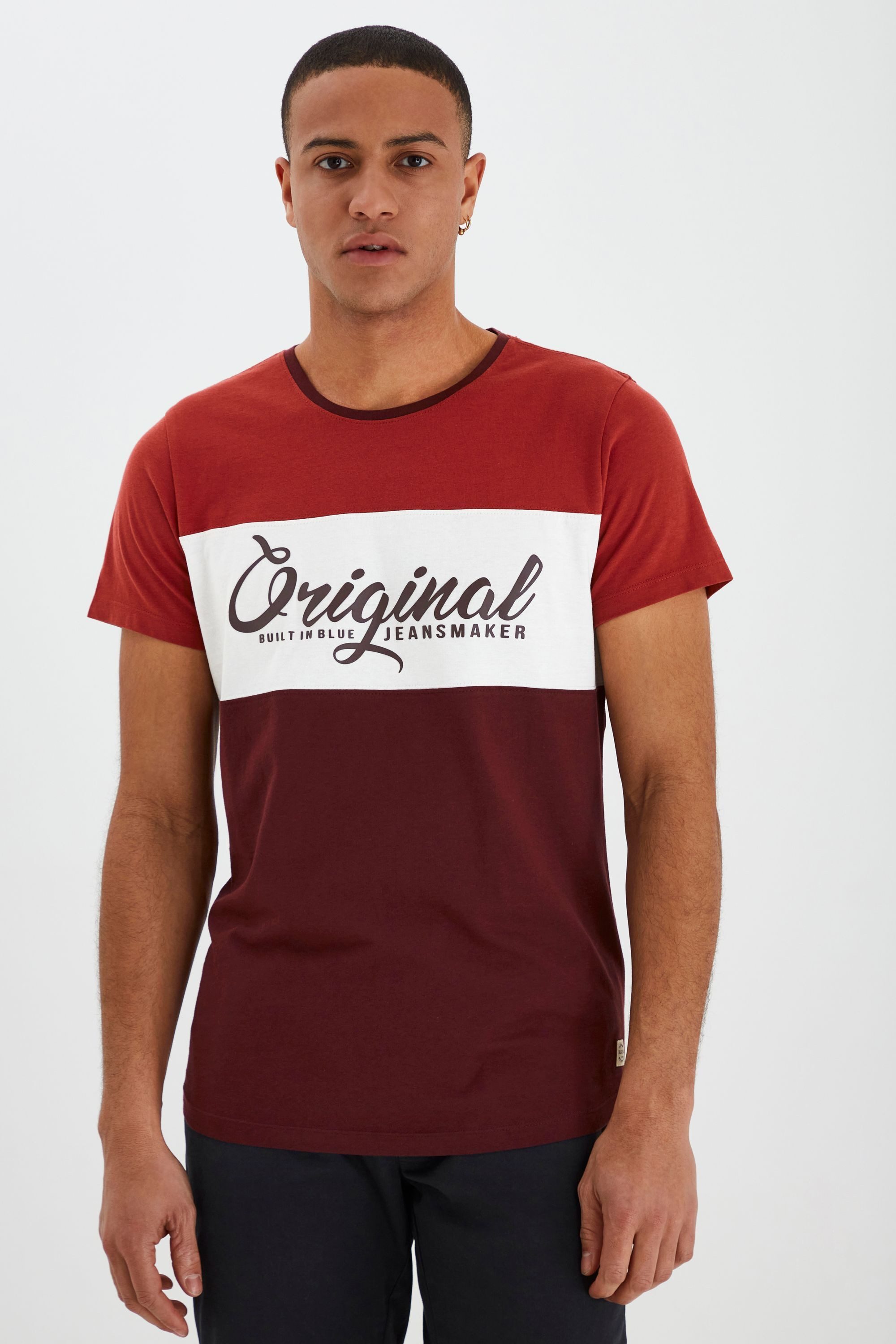 Blend Rundhalsshirt BHNero (1-tlg) T-Shirt mit Streifen und Print