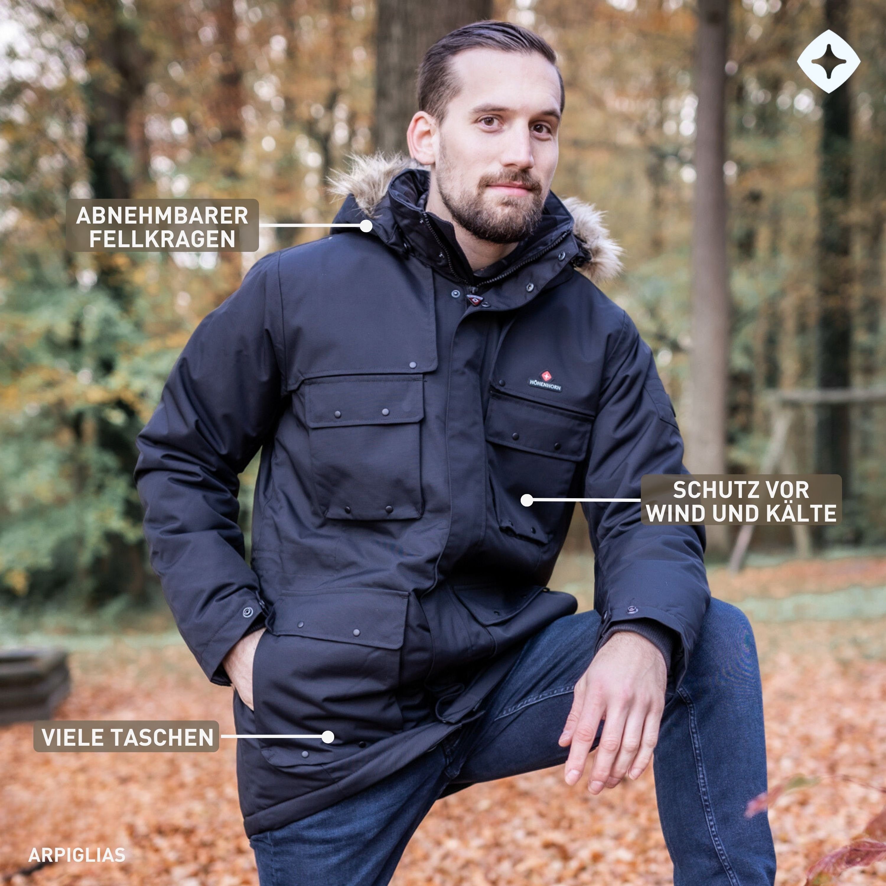 Höhenhorn Winterjacke Arpiglias Herren Winter Jacke Parka Parker mit Kunstfell Gefüttert – Bild 5 von 5