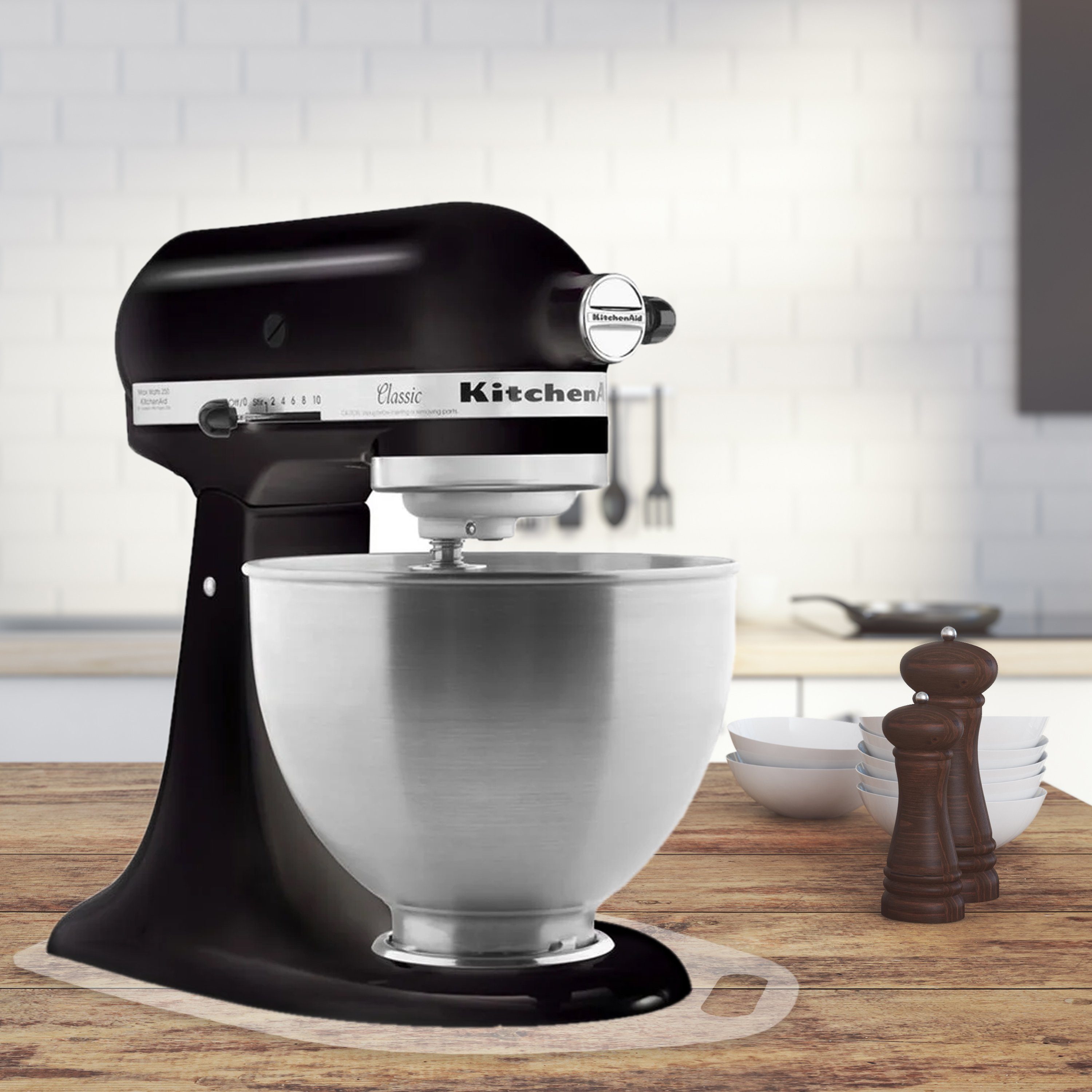 AREA17 Rollbrett Gleitbrett aus Acryl 38x22cm für KitchenAid, Teflongleiter für leichtes Verschieben und Gummifüße für festen Stand