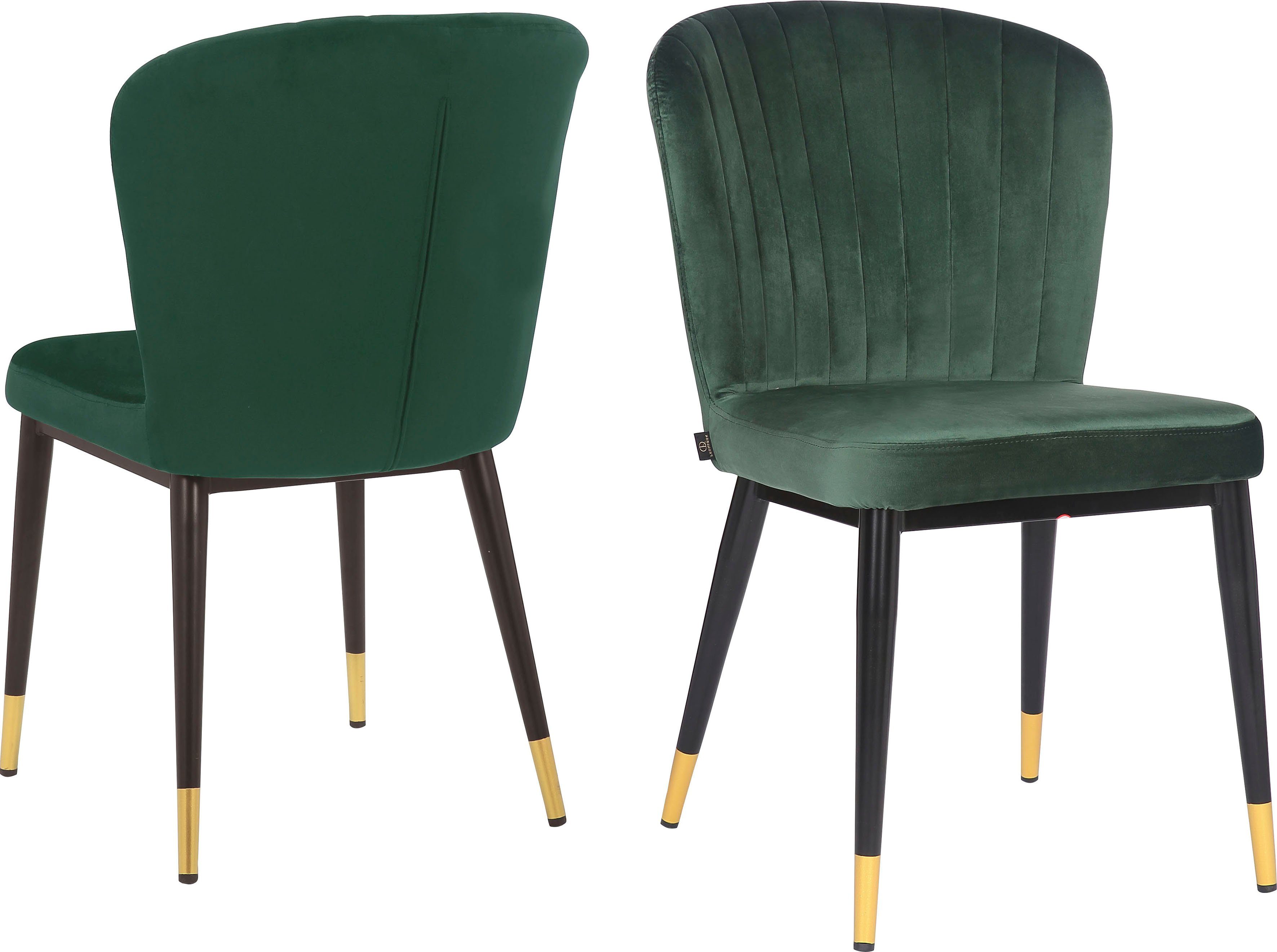 Leonique Esszimmerstuhl Dinan (Set), 2er-Set modernes mit grün gepolstertem Rückenlehne, und Design Sitz