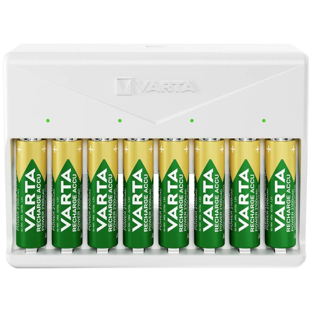 VARTA Rundzellen-Ladegerät 57659101401 Rundzellen-Lader (Akku-Defekt Erkennung, Minus-Delta-U Abschaltung, Timer-Abschaltung)