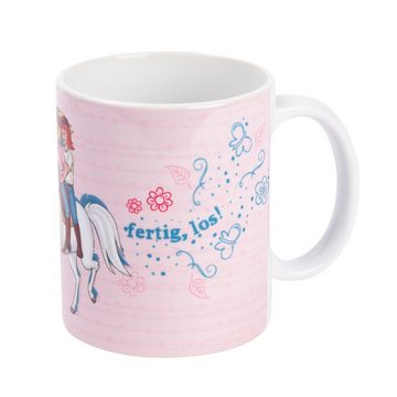 United Labels® Tasse Bibi & Tina Tasse - Auf die Pferde, fertig, los! Rosa 320 ml, Keramik