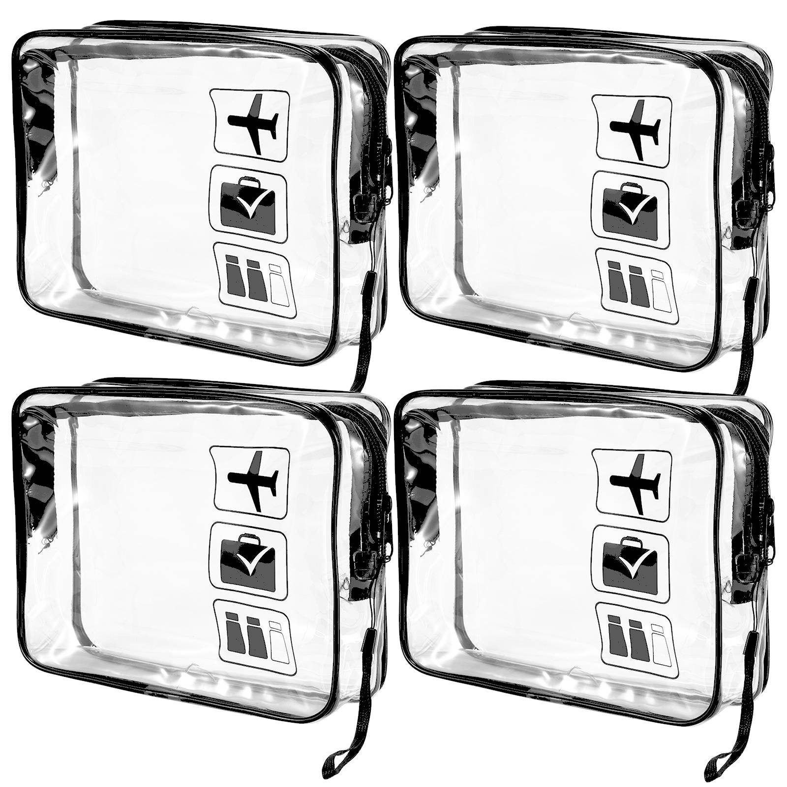 BlingBin Kulturbeutel Kulturbeutel Transparent, Kosmetiktasche Durchsichtig mit Handschlaufe (4er Set, 4-tlg., Produktabmessungen: 20*6*15cm), Wasserdicht PVC Kosmetiktasche, Make-up Tasche für Männer, Frauen