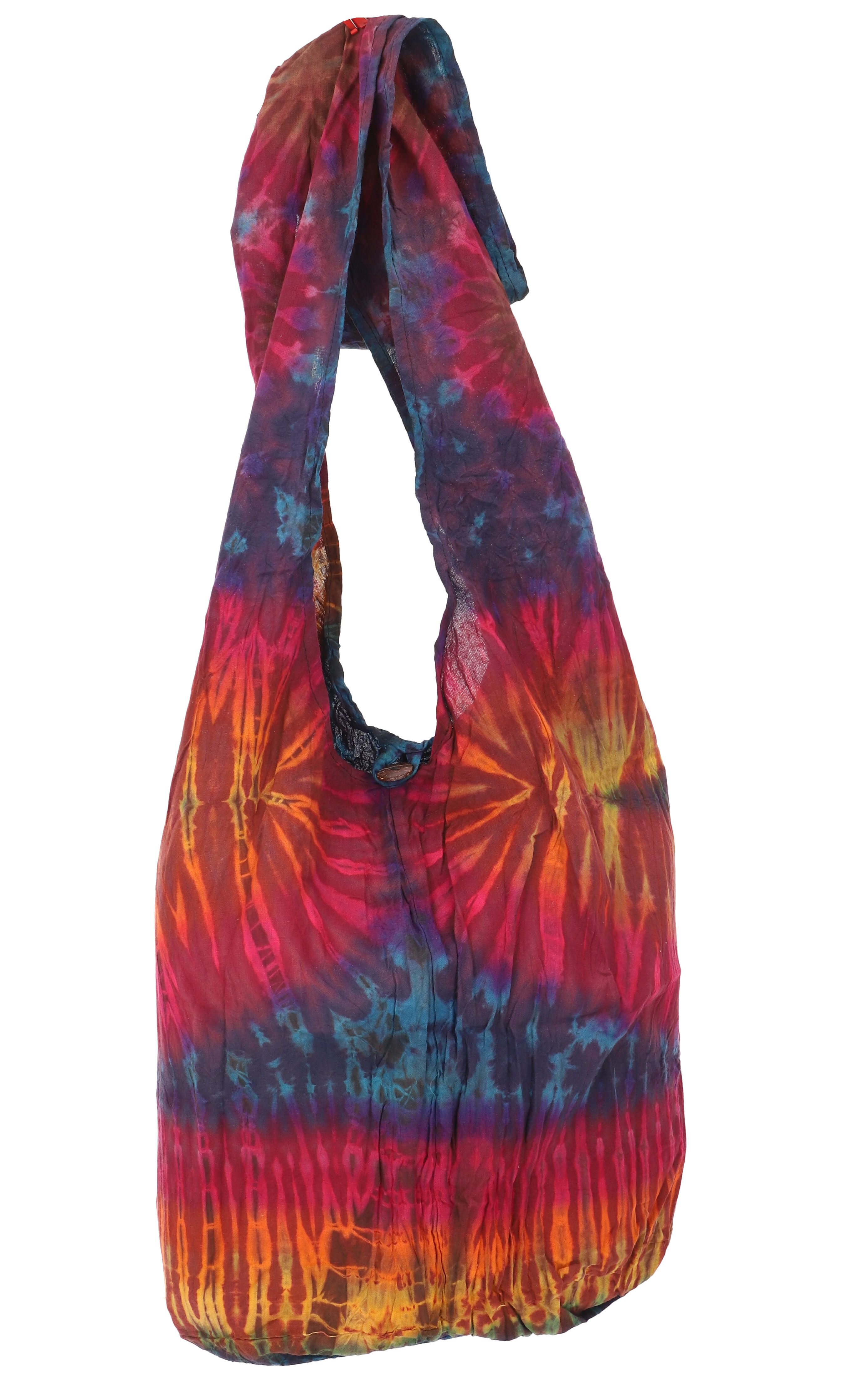 Guru-Shop Schultertasche Batik Beutel, geräumige Hippie Tasche, Goa..