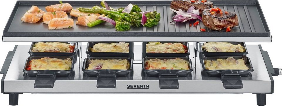 Severin Raclette RG 2375, 8 Raclettepfännchen, 1700 W, Für extra Grillspaß:  große Grillfläche von 48,5 x 24 cm